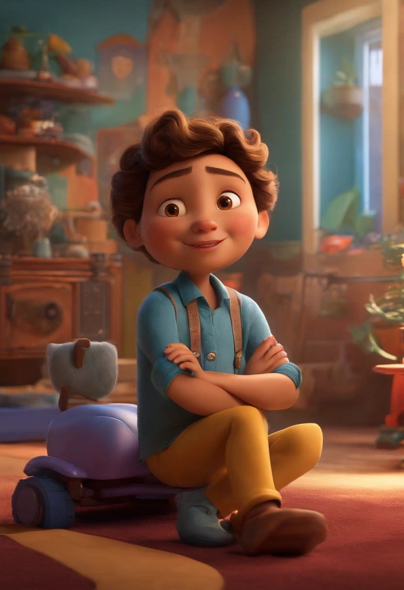 Um arquiteto de sonhos futurista, mas realista, inspired by Pixar animation, de perto. The character takes center stage with captivating facial expressions, oferecendo um toque de irrealidade.