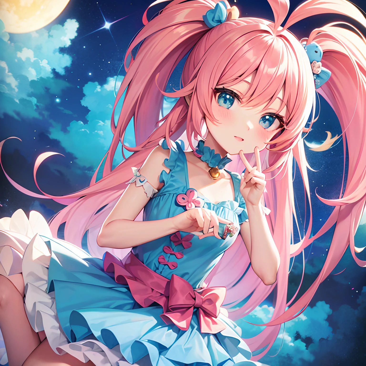 Kawaii anime character in a cute setting, colorful theme, very elaborate