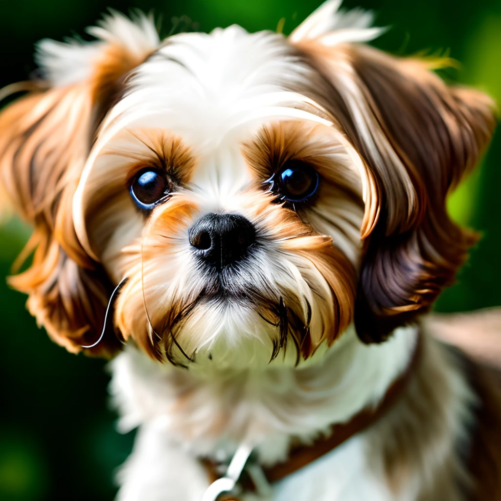 a female beige Shih Tzu dog with brown eyes