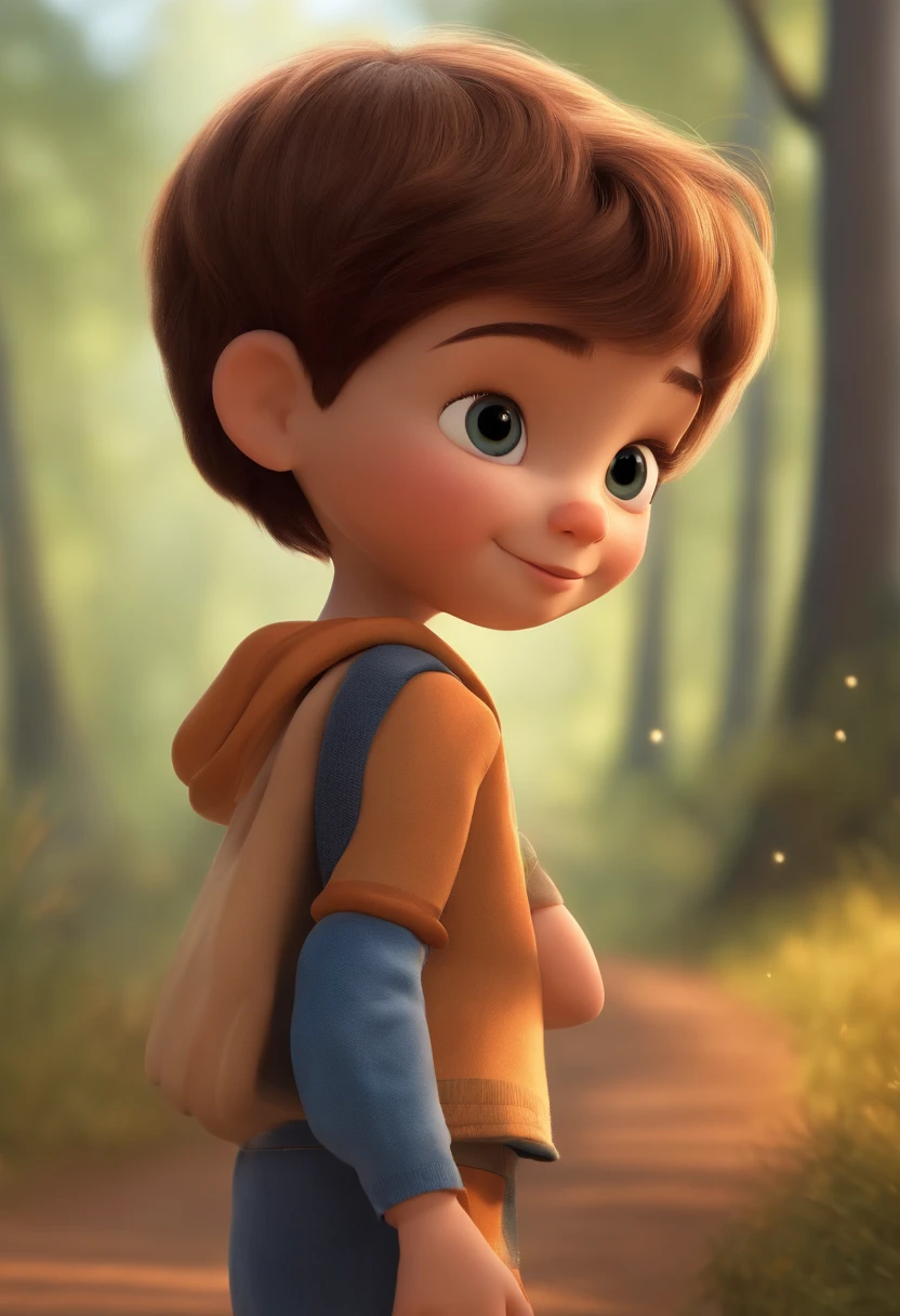 a happy cute ??? standing short hair, vestindo uma fantasia espacial, , fundo branco, barnet, Tom, Estilo Pixar, ....3d, desenhos animados, rosto detalhado, asymmetrical 16k