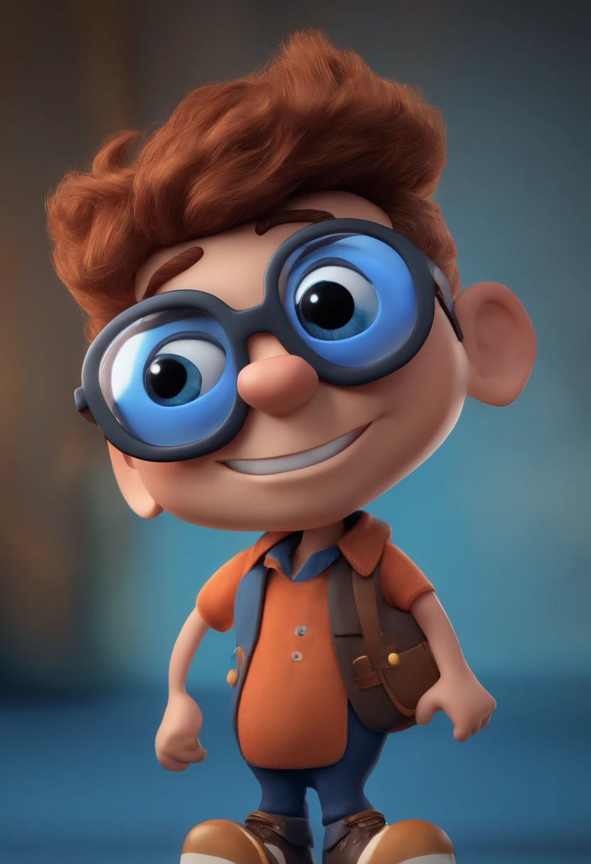 Cartoon character of a man with black glasses and a blue shirt, animation character, Caractere estilizado, animation style rendering, 3D estilizado, Arnold Maya render, 3 d render stylized, toon render keyshot, Personagem 3D, Personagem 3D, 3d rendering stylized, 3 d character render, personagem de desenho animado, Personagem de close up, Pose de personagem,  (Estilo Pixar) (master part:1.2) (Bokeh) (best quality) (pele detalhada) (textura detalhada) (8k) (argila) (Cinematic lighting) (foco nítido