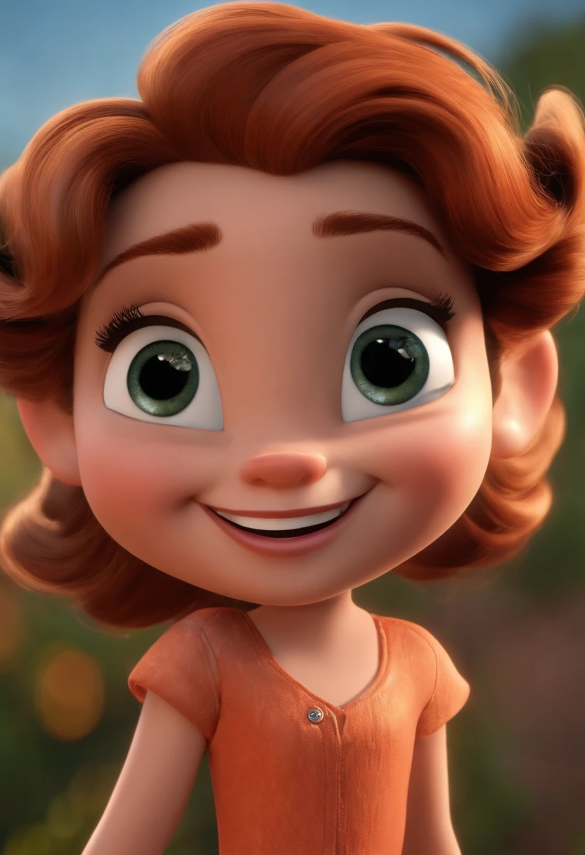 Cartoon character of a cute 1-year-old girl with round dark eyes, in the garden of the house, in the background is a sakura tree, zanimation character, Caractere estilizado, animation style rendering, 3D estilizado, Arnold Maya render, 3 d render stylized, toon render keyshot, Personagem 3D, Personagem 3D, 3d rendering stylized, 3 d character render, personagem de desenho animado, Personagem de close up, Pose de personagem, (Estilo Pixar) (master part:1.2) (Bokeh) (best quality) (pele detalhada) (textura detalhada) (8k) (argila) (Cinematic lighting) (foco nítido
