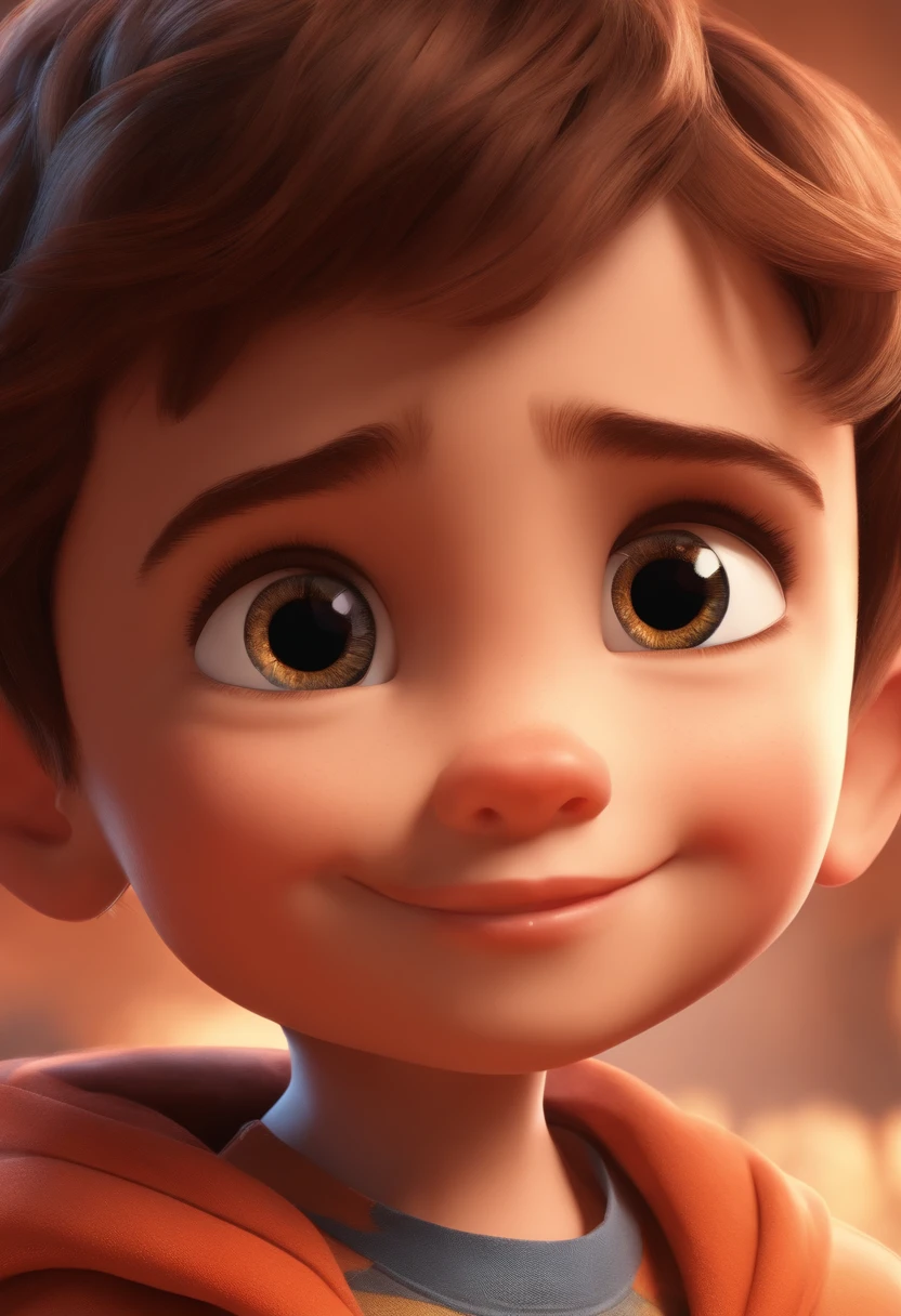a happy cute kid standing short hair, vestindo uma fantasia espacial, , fundo branco, barnet, tom, Estilo Pixar, ..3d, desenhos animados, rosto detalhado, asymmetrical 16k