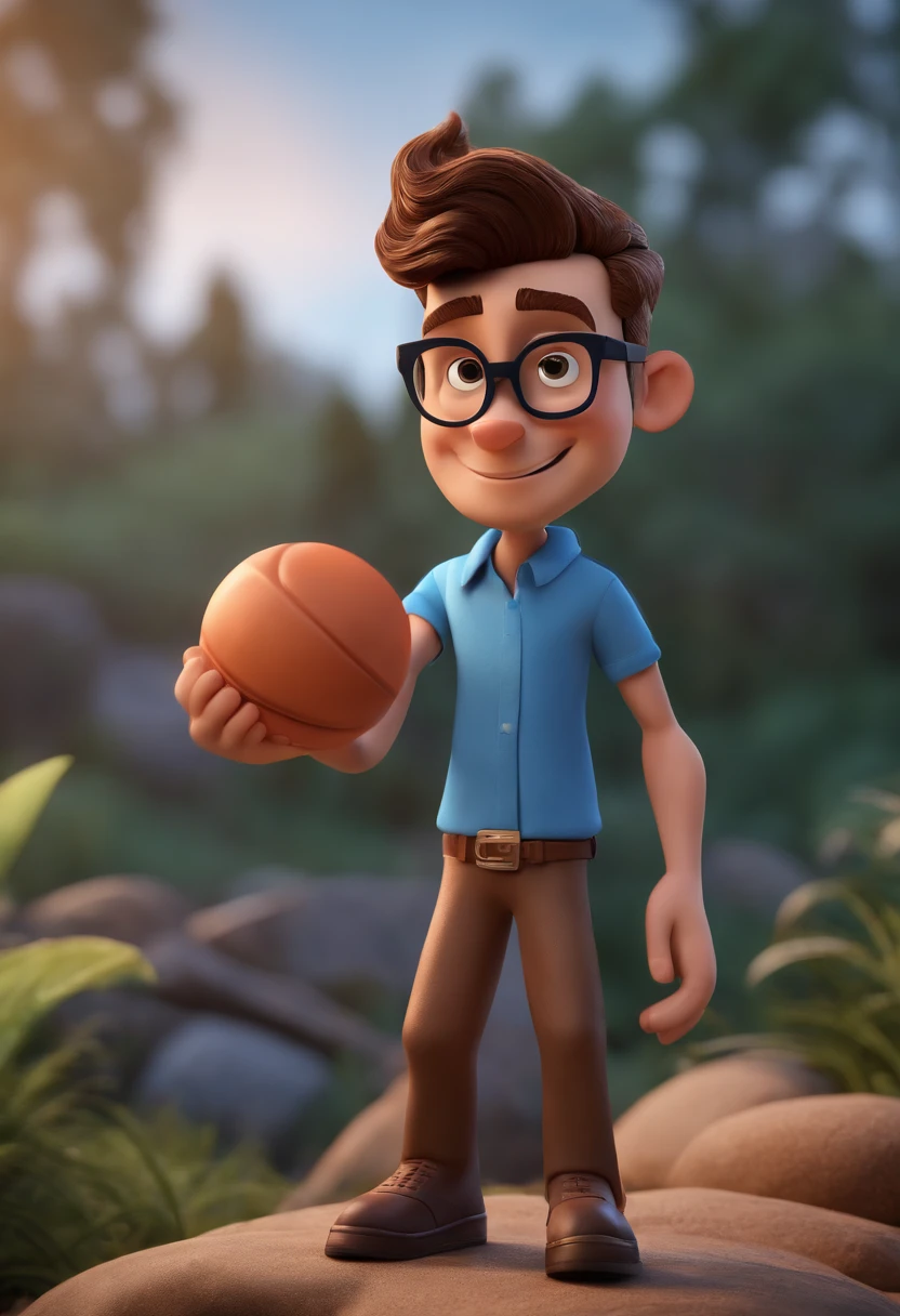 Cartoon character of a man with black glasses and a blue shirt, animation character, Caractere estilizado, animation style rendering, 3D estilizado, Arnold Maya render, 3 d render stylized, toon render keyshot, Personagem 3D, Personagem 3D, 3d rendering stylized, 3 d character render, personagem de desenho animado, Personagem de close up, Pose de personagem,  (Estilo Pixar) (master part:1.2) (Bokeh) (best quality) (pele detalhada) (textura detalhada) (8k) (argila) (Cinematic lighting) (foco nítido