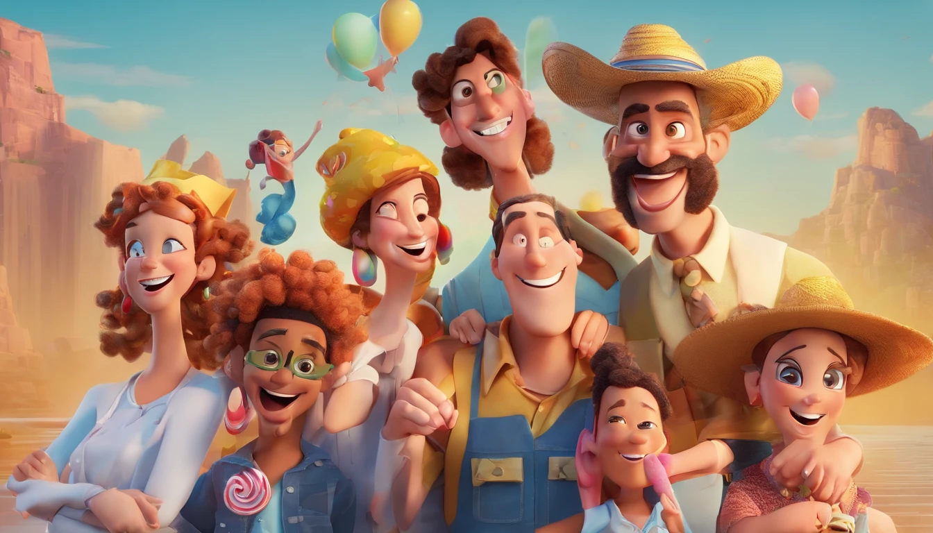 Illustration of thin man with president headband smiling, insane smile, brown skinned man with a giant smile, happy smiling at the camera, cheeky smile, he is smiling, very big smile, smiling man, profile picture, huge smile laughing, 3D Art style drawing, c4d, pure white color background, Disney style, Super Detail pixar style rendering illustration, 8k