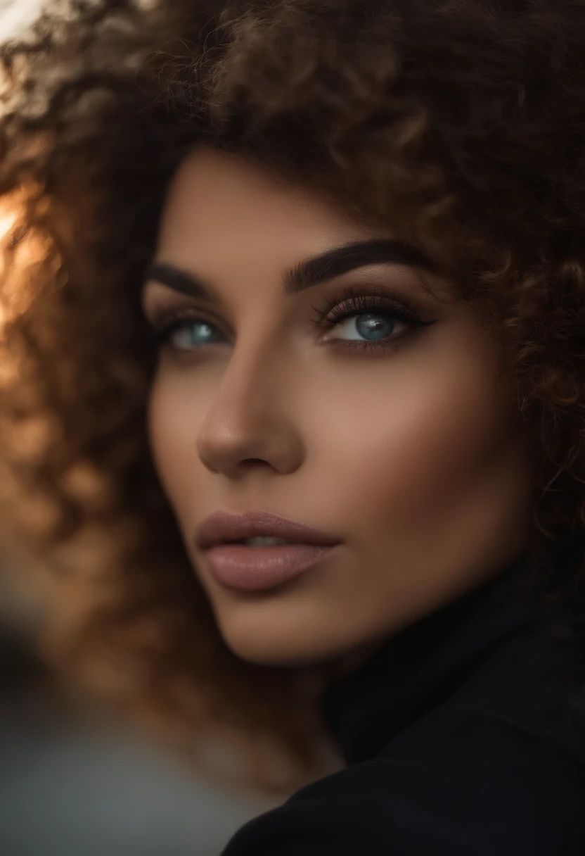 (foco nítido:1.2), fotografia, mulher brasileira jovem atraente, (beautiful face:1.1), Olhos detalhados, lush lips, (maquiagem olho de gato:0.85), (olhos grandes:1.0), (corpo tonificado:1.2), (curly hair:1.2), (body curvy :1.2), Usando (Quebrar:1.2) em um (Rua:1.2). (Moody Lighting:1.2), profundidade de campo, Bokeh, 4k, HDR. por (Tiago C. Christensen:1.2|Jeremy Lipking:1.1).
