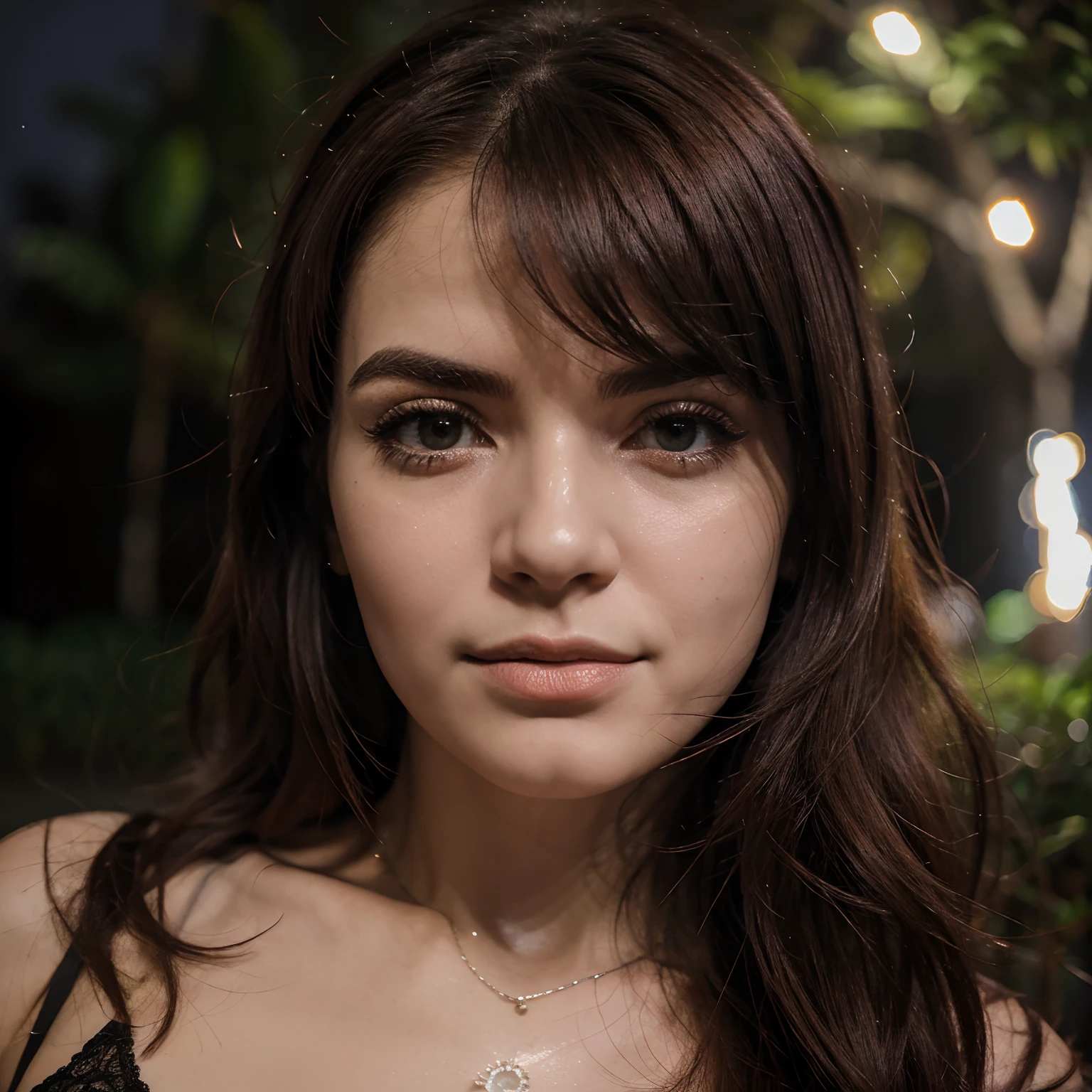 best quality, master part, Altas,(Casal um homem e uma mulher)em uma fogueira, floresta ,Rosto detalhado, rio, Noite, luzes de vagalumes, Realistic, rico em detalhes, Lua cheia brilhante