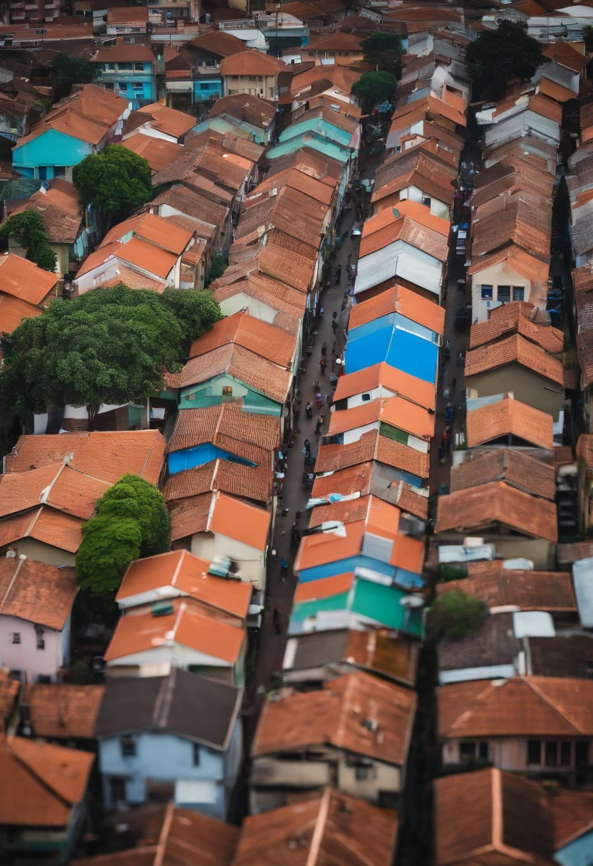 Create for me an aerial image of the Cidade Tiradentes neighborhood in São Paulo in the format of the pixar movie