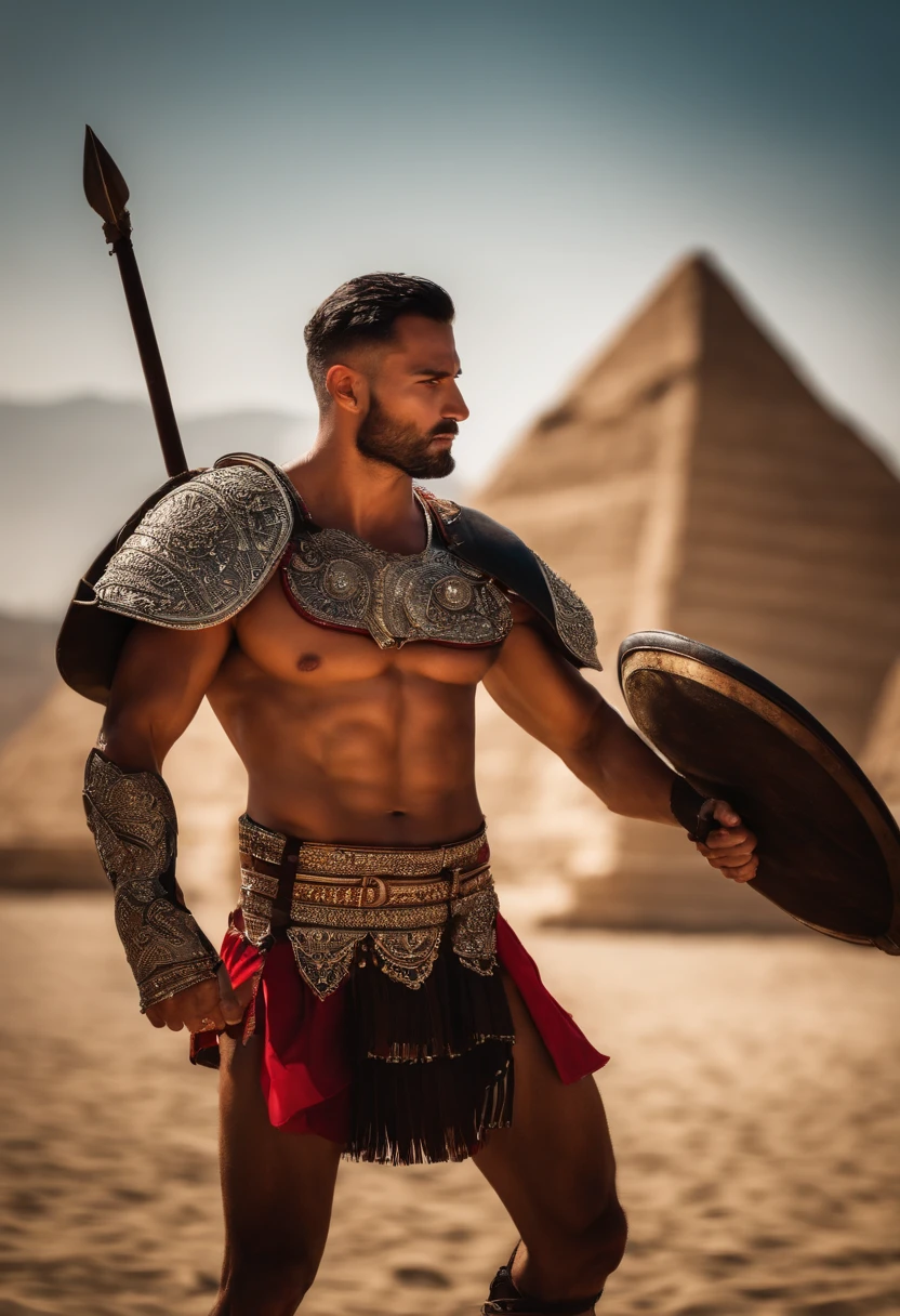 hombre gladiador sexy musculoso teniendo sexo con otro hombre
