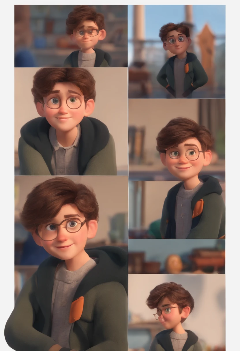 Image of a boy for a story in a YouTube video in Pixar format, He's the little allabester, He's the class leader, He's outgoing, Playful and gets up for a lot of things, cabelo curto