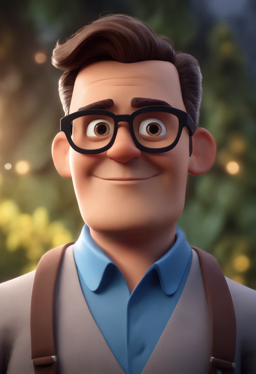 Cartoon character of a man with black glasses and a blue shirt, animation character, Caractere estilizado, animation style rendering, 3D estilizado, Arnold Maya render, 3 d render stylized, toon render keyshot, Personagem 3D, Personagem 3D, 3d rendering stylized, 3 d character render, personagem de desenho animado, Personagem de close up, Pose de personagem, (Estilo Pixar) (master part:1.2) (Bokeh) (best quality) (pele detalhada) (textura detalhada) (8k) (argila) (Cinematic lighting) (foco nítido