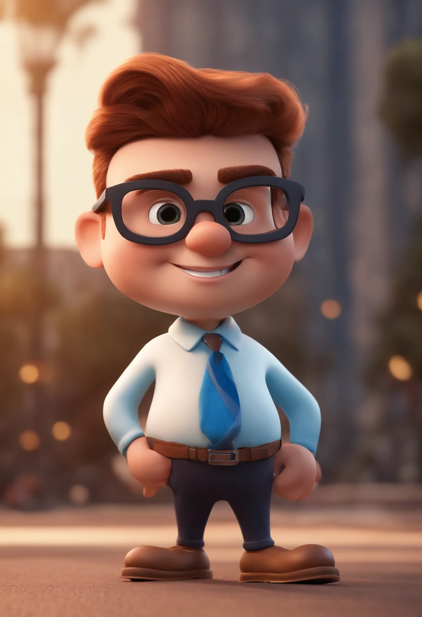 Cartoon character of a man with black glasses and a blue shirt, animation character, Caractere estilizado, animation style rendering, 3D estilizado, Arnold Maya render, 3 d render stylized, toon render keyshot, Personagem 3D, Personagem 3D, 3d rendering stylized, 3 d character render, personagem de desenho animado, Personagem de close up, Pose de personagem, (Estilo Pixar) (master part:1.2) (Bokeh) (best quality) (pele detalhada) (textura detalhada) (8k) (argila) (Cinematic lighting) (foco nítido