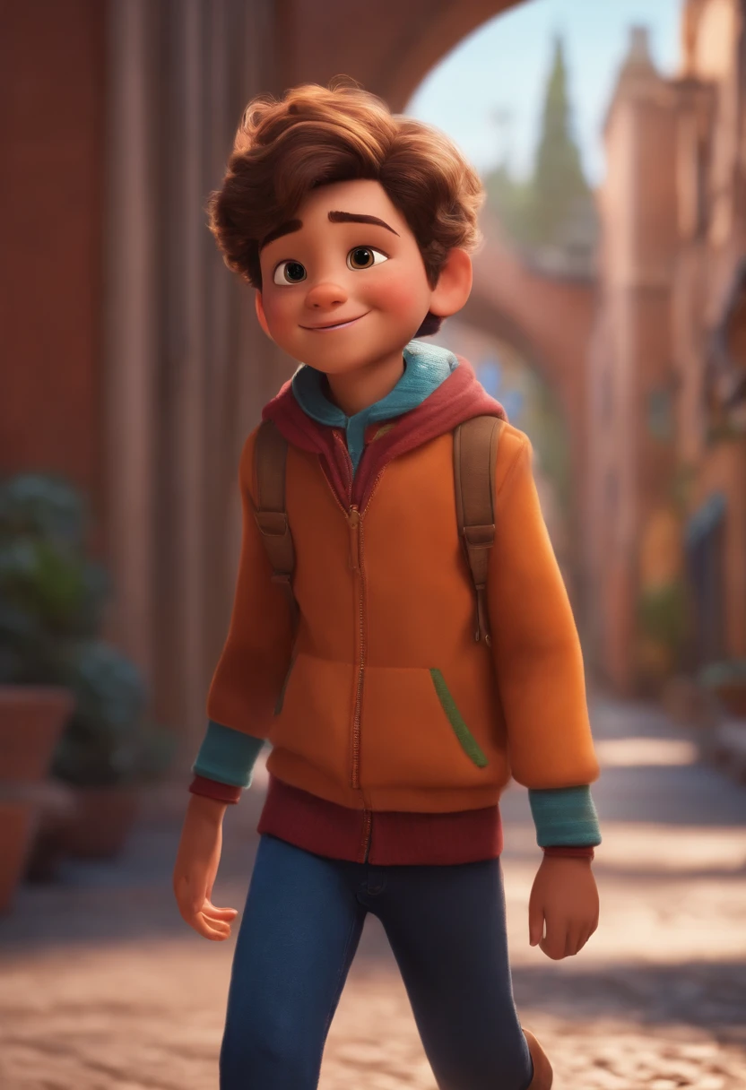 Image of a boy for a story in a YouTube video in Pixar format, He's the allabester, He's the class leader, He's outgoing, Playful and gets up for a lot of things
