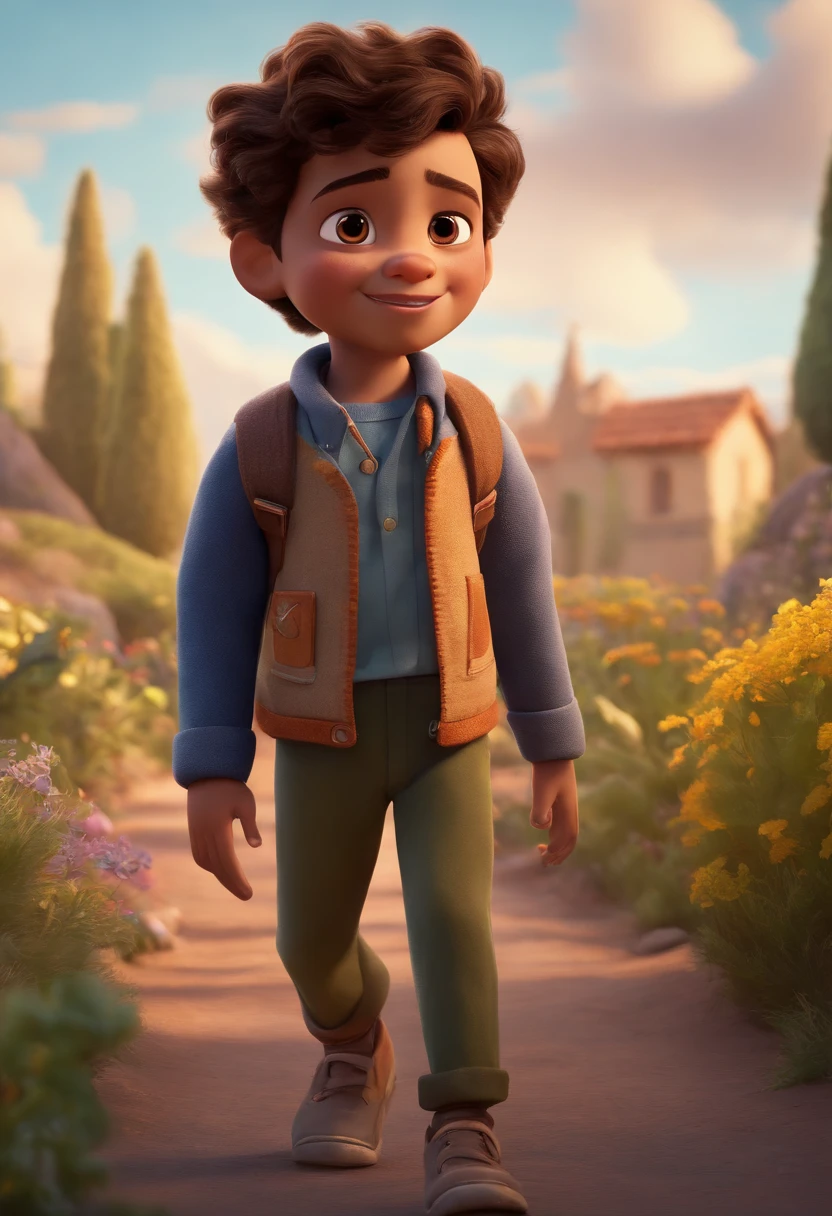 Image of a boy for a story in a YouTube video in Pixar format, He's the allabester, He's the class leader, He's outgoing, Playful and gets up for a lot of things