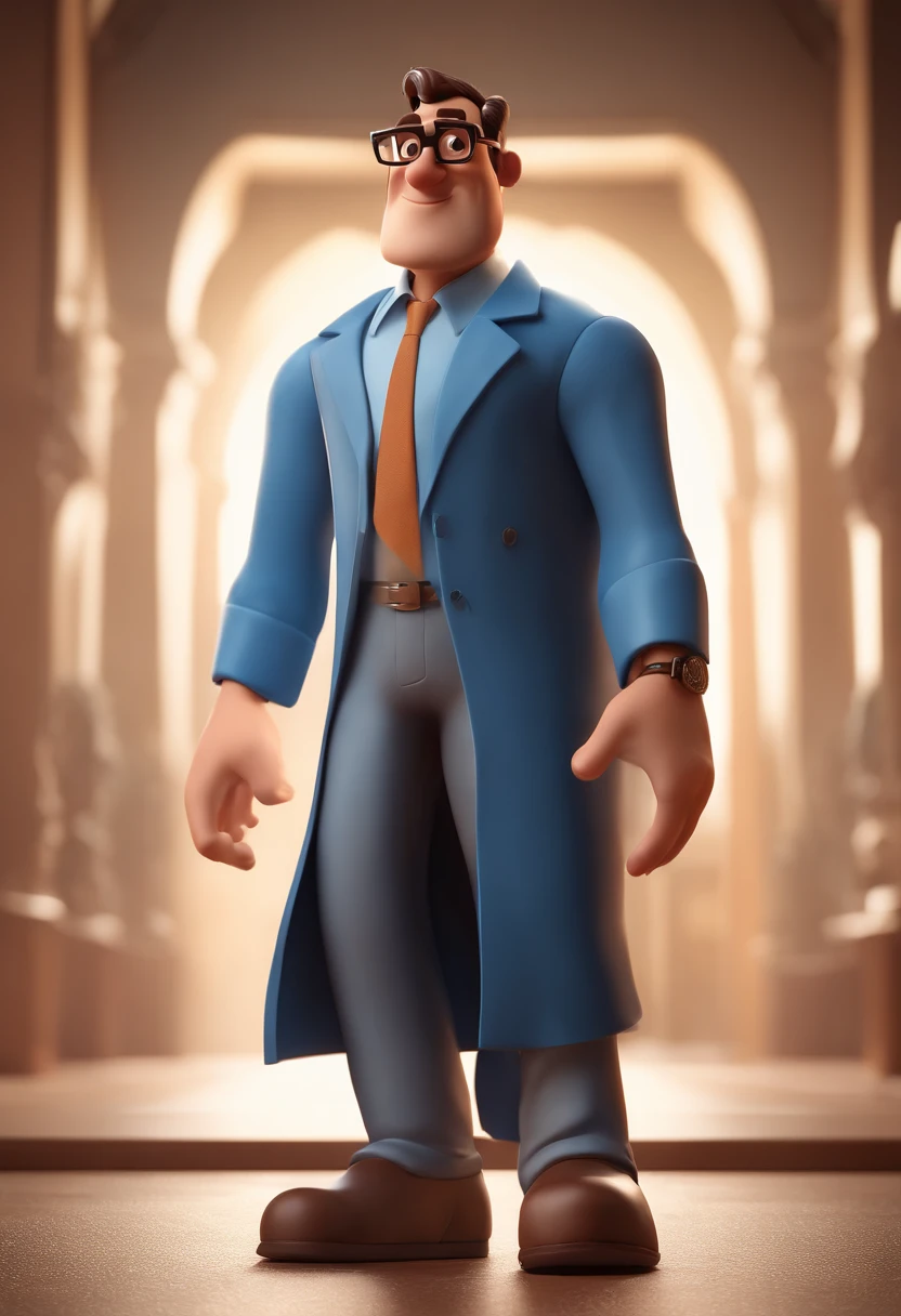 Cartoon character of a man with black glasses and a blue shirt, animation character, Caractere estilizado, animation style rendering, 3D estilizado, Arnold Maya render, 3 d render stylized, toon render keyshot, Personagem 3D, Personagem 3D, 3d rendering stylized, 3 d character render, personagem de desenho animado, Personagem de close up, Pose de personagem, (Estilo Pixar) (master part:1.2) (Bokeh) (best quality) (pele detalhada) (textura detalhada) (8k) (argila) (Cinematic lighting) (foco nítido