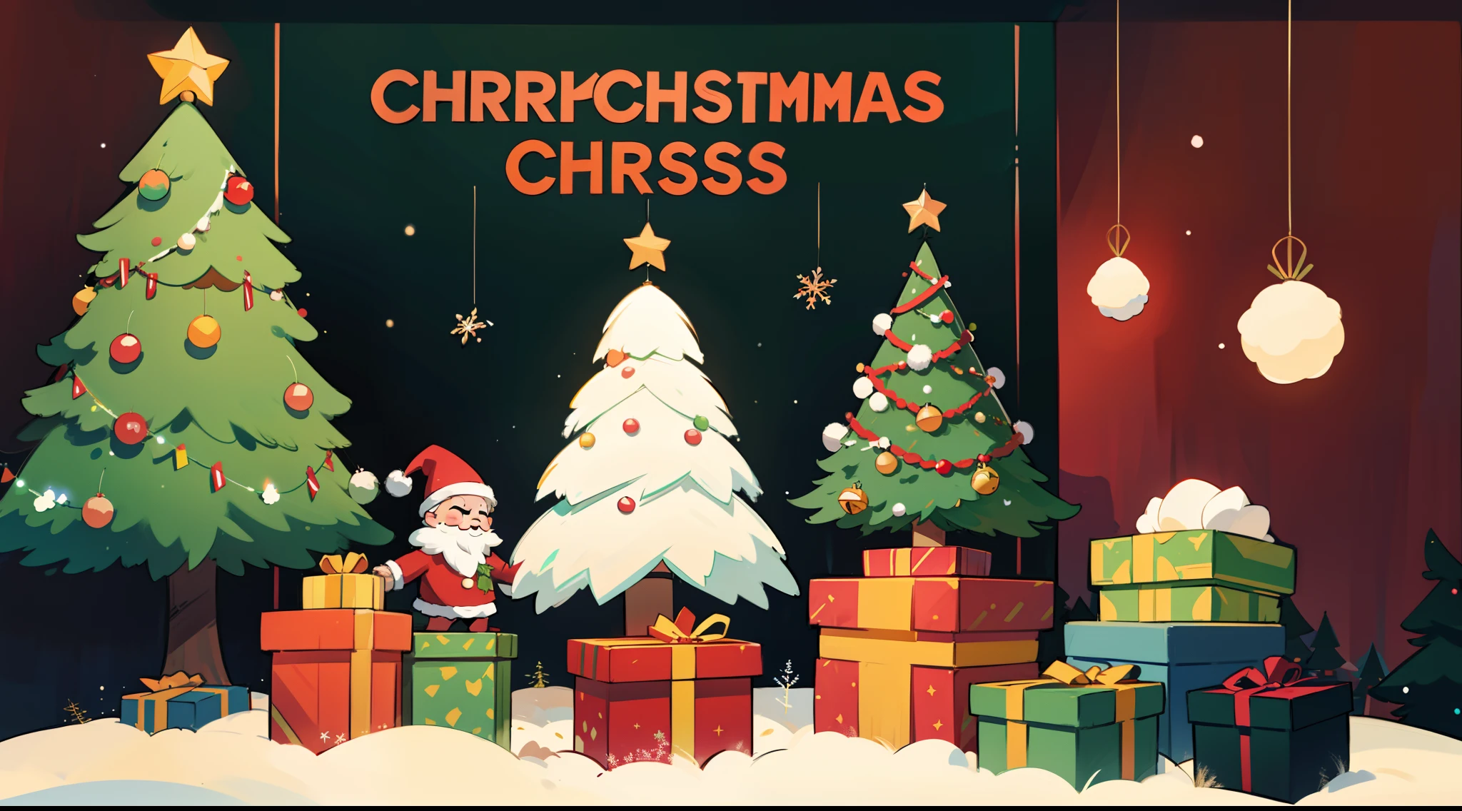 best qualtiy,16k,8K,True exposure,Ray traching,Excellent image quality,Christmas poster,Childlike,Christmas atmosphere,A real Christmas tree,pompon,bell,Luminous colored light bar,inside in room,Chilling,Santa Claus hat,Christmas decorations are hung on the wall,snowflower