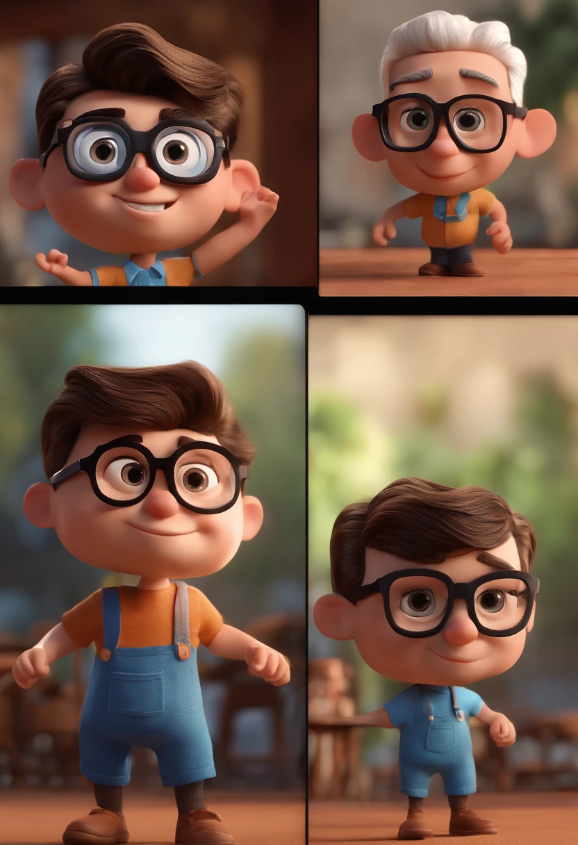 Cartoon character of a man with black glasses and a blue shirt, animation character, Caractere estilizado, animation style rendering, 3D estilizado, Arnold Maya render, 3 d render stylized, toon render keyshot, Personagem 3D, Personagem 3D, 3d rendering stylized, 3 d character render, personagem de desenho animado, Personagem de close up, Pose de personagem, (Estilo Pixar) (master part:1.2) (Bokeh) (best quality) (pele detalhada) (textura detalhada) (8k) (argila) (Cinematic lighting) (foco nítido