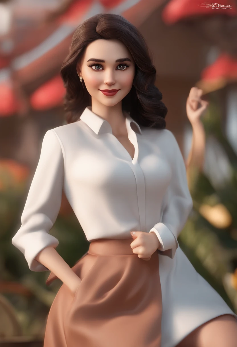 personagens dos desenhos animados de um casal: uma mulher jovem, cabelo comprido liso marrom, com franjinha, with red glasses and a black shirt, e um homem jovem oriental, Chinese black hair smiling, alto, animation character, Caractere estilizado, animation style rendering, 3D estilizado, Arnold Maya render, 3 d render stylized, toon render keyshot, Personagem 3D, Personagem 3D, 3d rendering stylized, 3 d character render, personagem de desenho animado, Personagem de close up, Pose de personagem, (Estilo Pixar) (master part:1.2) (Bokeh) (melhor qualidade) (pele detalhada) (textura detalhada) (8k) (argila) (Cinematic lighting) (foco nítido