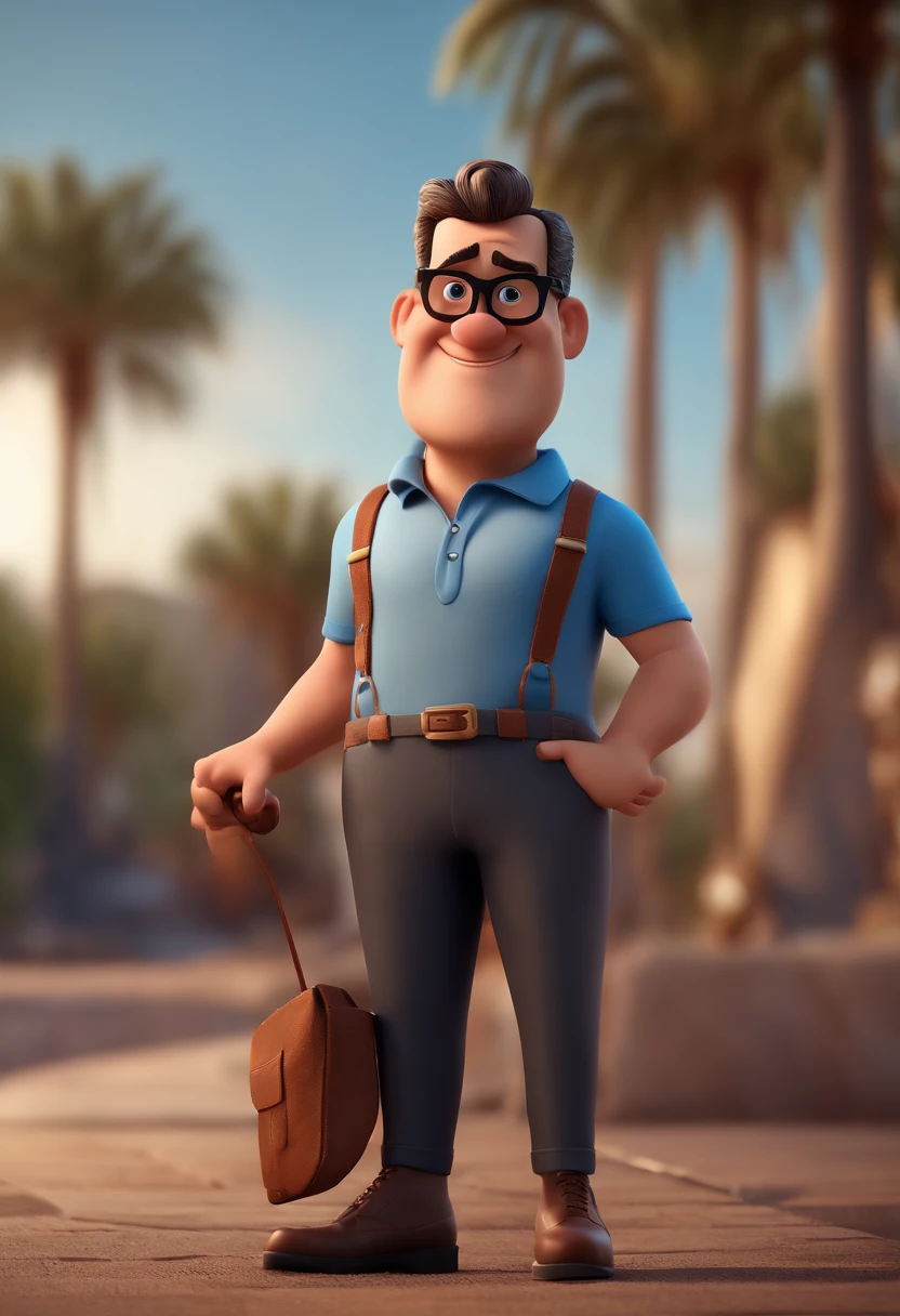 Cartoon character of a man with black glasses and a blue shirt, animation character, Caractere estilizado, animation style rendering, 3D estilizado, Arnold Maya render, 3 d render stylized, toon render keyshot, Personagem 3D, Personagem 3D, 3d rendering stylized, 3 d character render, personagem de desenho animado, Personagem de close up, Pose de personagem,  (Estilo Pixar) (master part:1.2) (Bokeh) (best quality) (pele detalhada) (textura detalhada) (8k) (argila) (Cinematic lighting) (foco nítido