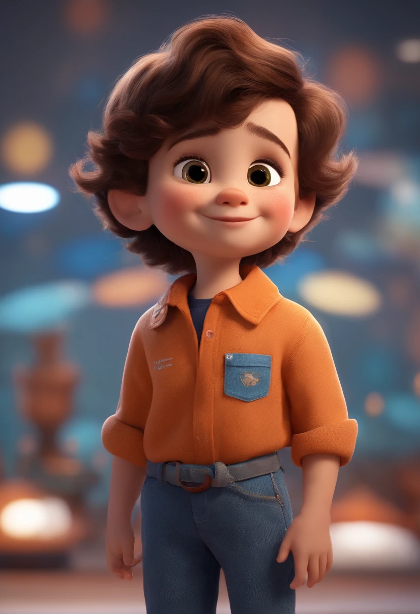 a happy cute standing short hair, vestindo uma fantasia espacial, , fundo branco, barnet, Tom, Estilo Pixar, ....3d, desenhos animados, rosto detalhado, asymmetrical 16k