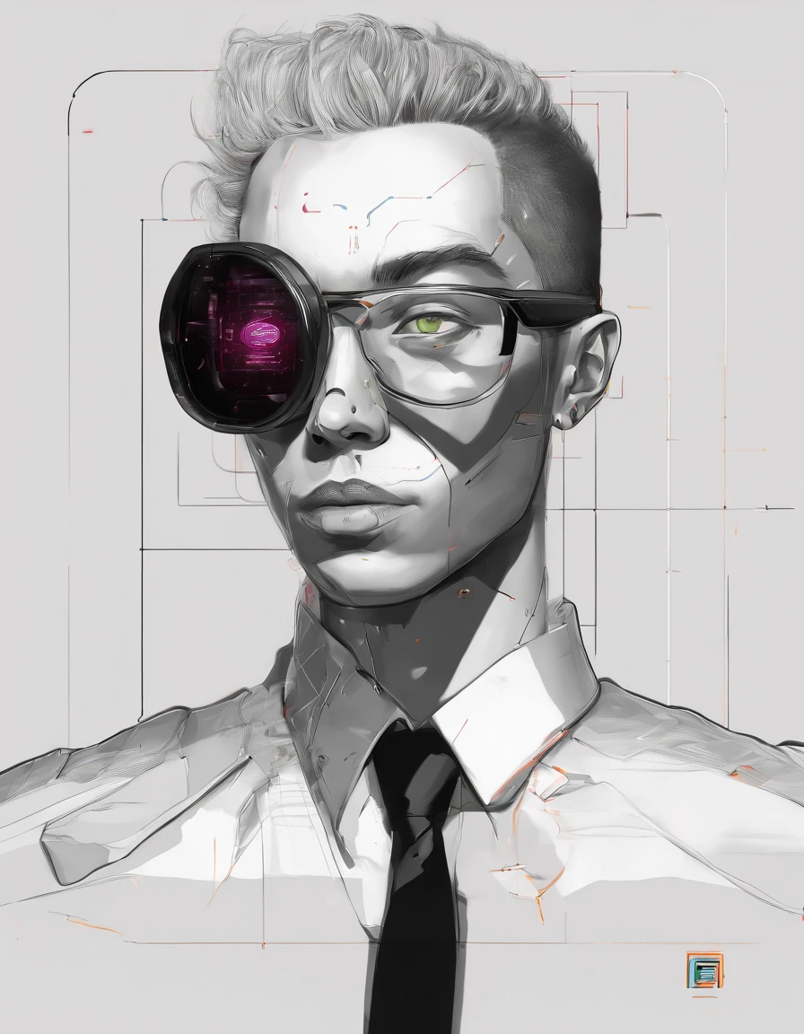 ((best quality)), ((master part)), ((desenhos animados realistas)), ((Personagem perfeito)) - Um retrato frontal meticulosamente detalhado e realista de um homem com cabelo raspado, glasses and a shirt with beautiful textures. O homem olha diretamente para o espectador, Establish a strong and confident presence. The image captures their distinctive facial features, accurately showing the brightness of your eyes and the design of your glasses. The black shirt is rendered with fine details, aumentando o profissionalismo do retrato. Enviado para documentos oficiais, this portrait is presented in impressive 8K UHD resolution, Ensure clarity and unique protection.
