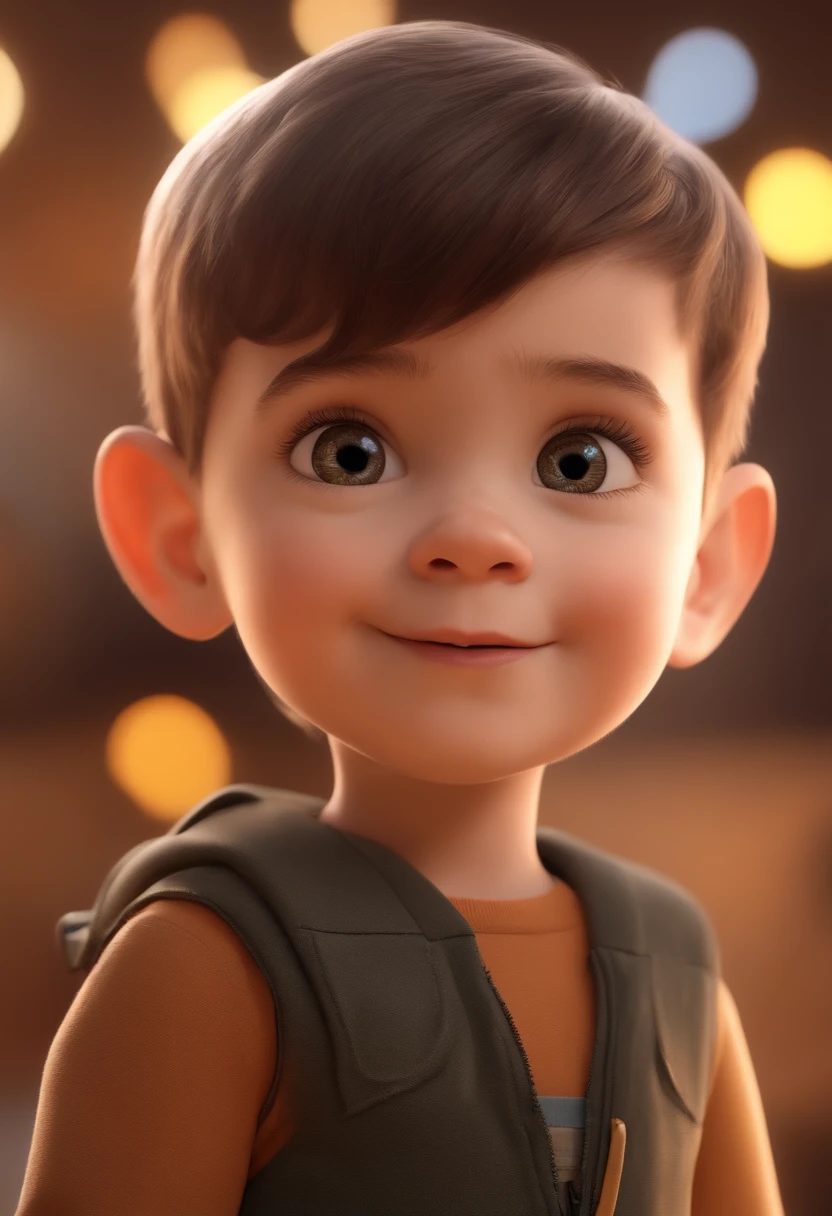 a happy cute  standing short hair, vestindo uma fantasia espacial, , fundo branco, barnet, Tom, Estilo Pixar, ....3d, desenhos animados, rosto detalhado, asymmetrical 16k