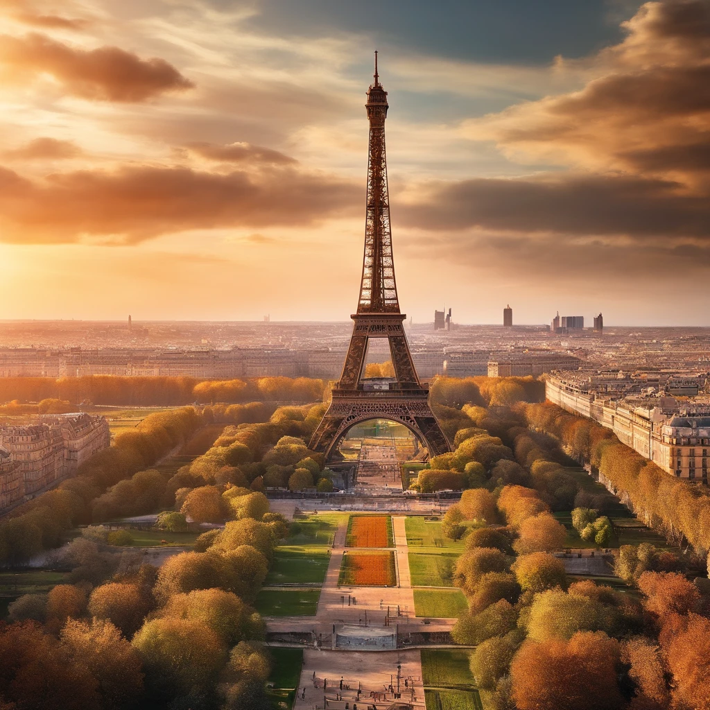 Eiffel Tower in post-apocalyptic scene, hiper detalhado, Color Coding, Aerial view —AR 9:16 —Q 5