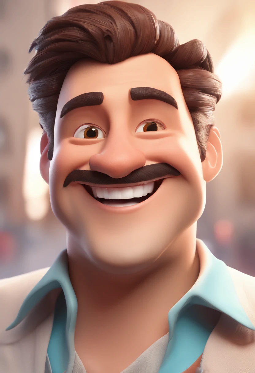 Smiling Man Illustration, sorriso insano, Homem de pele marrom com um sorriso gigante, happily smiling at the camera, sorriso atrevido, he's smiling, sorriso muito grande, Macho sorridente, foto de perfil headshot, rindo sorriso enorme, desenhando no estilo de Arte 3D, c4d, fundo de cor branco puro, estilo disney, estilo pixar render ilustracao Super Detalhe, 8k