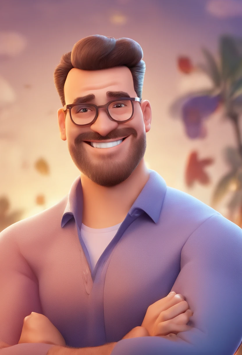 Smiling Man Illustration, sorriso insano, Homem de pele marrom com um sorriso gigante, happily smiling at the camera, sorriso atrevido, he's smiling, sorriso muito grande, Macho sorridente, foto de perfil headshot, rindo sorriso enorme, desenhando no estilo de Arte 3D, c4d, fundo de cor branco puro, estilo disney, estilo pixar render ilustracao Super Detalhe, 8k