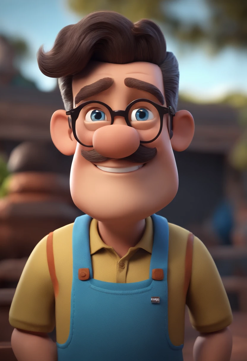 Cartoon character of a man with black glasses and a blue shirt, animation character, Caractere estilizado, animation style rendering, 3D estilizado, Arnold Maya render, 3 d render stylized, toon render keyshot, Personagem 3D, Personagem 3D, 3d rendering stylized, 3 d character render, personagem de desenho animado, Personagem de close up, Pose de personagem, (Estilo Pixar) (master part:1.2) (Bokeh) (best quality) (pele detalhada) (textura detalhada) (8k) (argila) (Cinematic lighting) (foco nítido