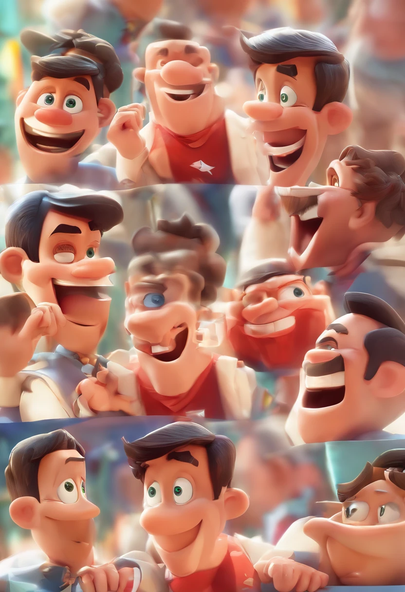 Smiling Man Illustration, sorriso insano, Homem de pele marrom com um sorriso gigante, happily smiling at the camera, sorriso atrevido, he's smiling, sorriso muito grande, Macho sorridente, foto de perfil headshot, rindo sorriso enorme, desenhando no estilo de Arte 3D, c4d, fundo de cor branco puro, estilo disney, estilo pixar render ilustracao Super Detalhe, 8k
