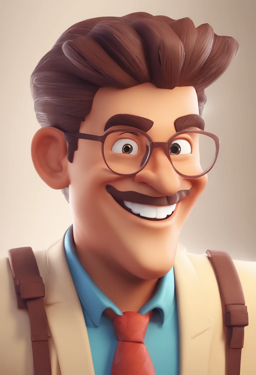 Smiling Man Illustration, sorriso insano, Homem de pele marrom com um sorriso gigante, happily smiling at the camera, sorriso atrevido, he's smiling, sorriso muito grande, Macho sorridente, foto de perfil headshot, rindo sorriso enorme, desenhando no estilo de Arte 3D, c4d, fundo de cor branco puro, estilo disney, estilo pixar render ilustracao Super Detalhe, 8k