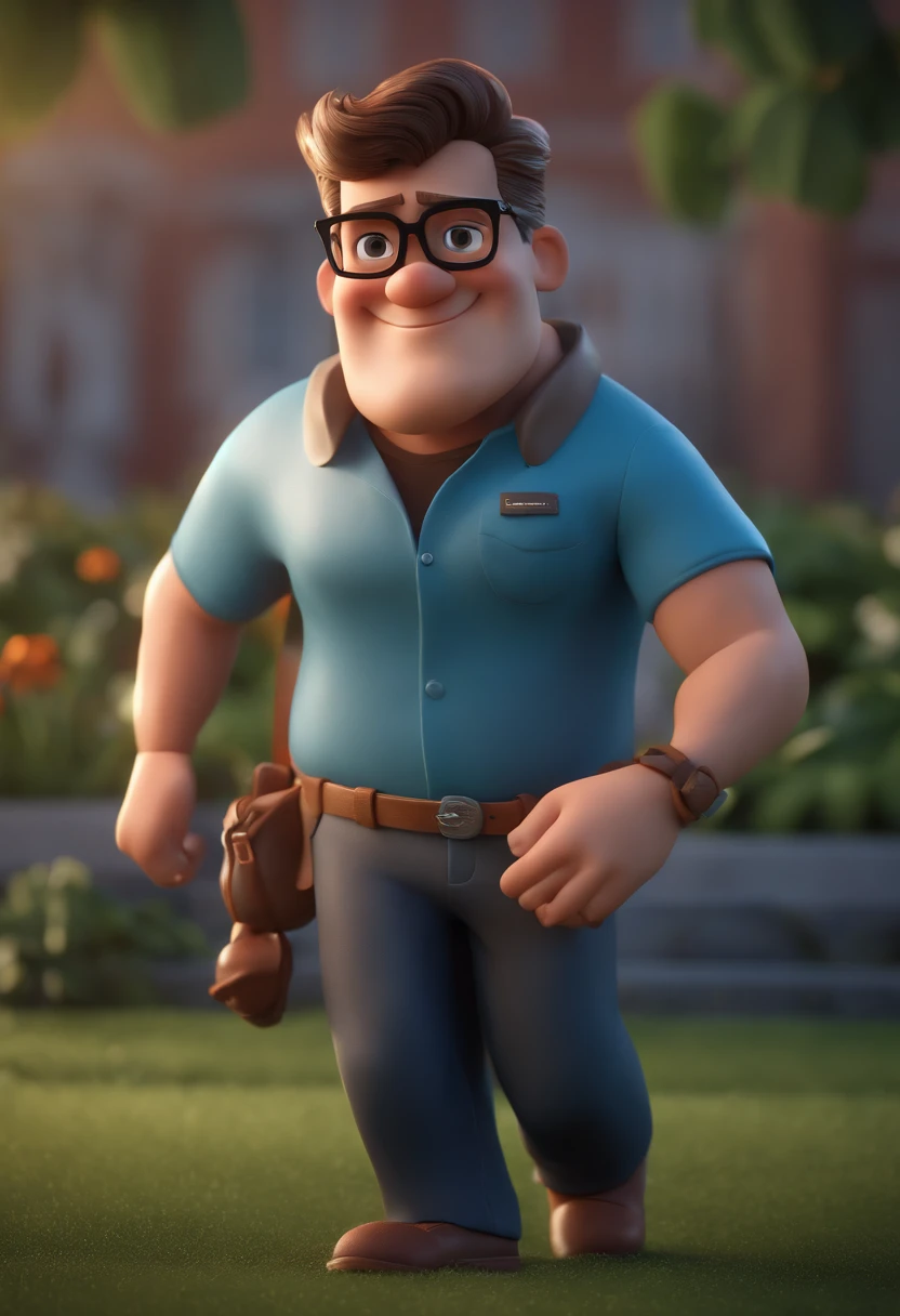 Cartoon character of a man with black glasses and a blue shirt, animation character, Caractere estilizado, animation style rendering, 3D estilizado, Arnold Maya render, 3 d render stylized, toon render keyshot, Personagem 3D, Personagem 3D, 3d rendering stylized, 3 d character render, personagem de desenho animado, Personagem de close up, Pose de personagem, (Estilo Pixar) (master part:1.2) (Bokeh) (best quality) (pele detalhada) (textura detalhada) (8k) (argila) (Cinematic lighting) (foco nítido