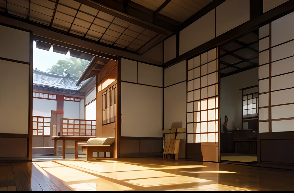 traditional japanese, japanese style, inspired by Sesshū Tōyō, japanese influences, modern japanese living room, inspired by Shūbun Tenshō, by Kanō Tan'yū, ryokans and edo era houses, ancient japanese architecture, japanese house