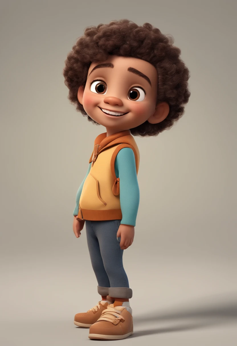 Image of a boy for a story in a YouTube video in Pixar format, He's the little allabester, He's the class leader, He's outgoing, Playful and gets up for a lot of things, cabelo curto