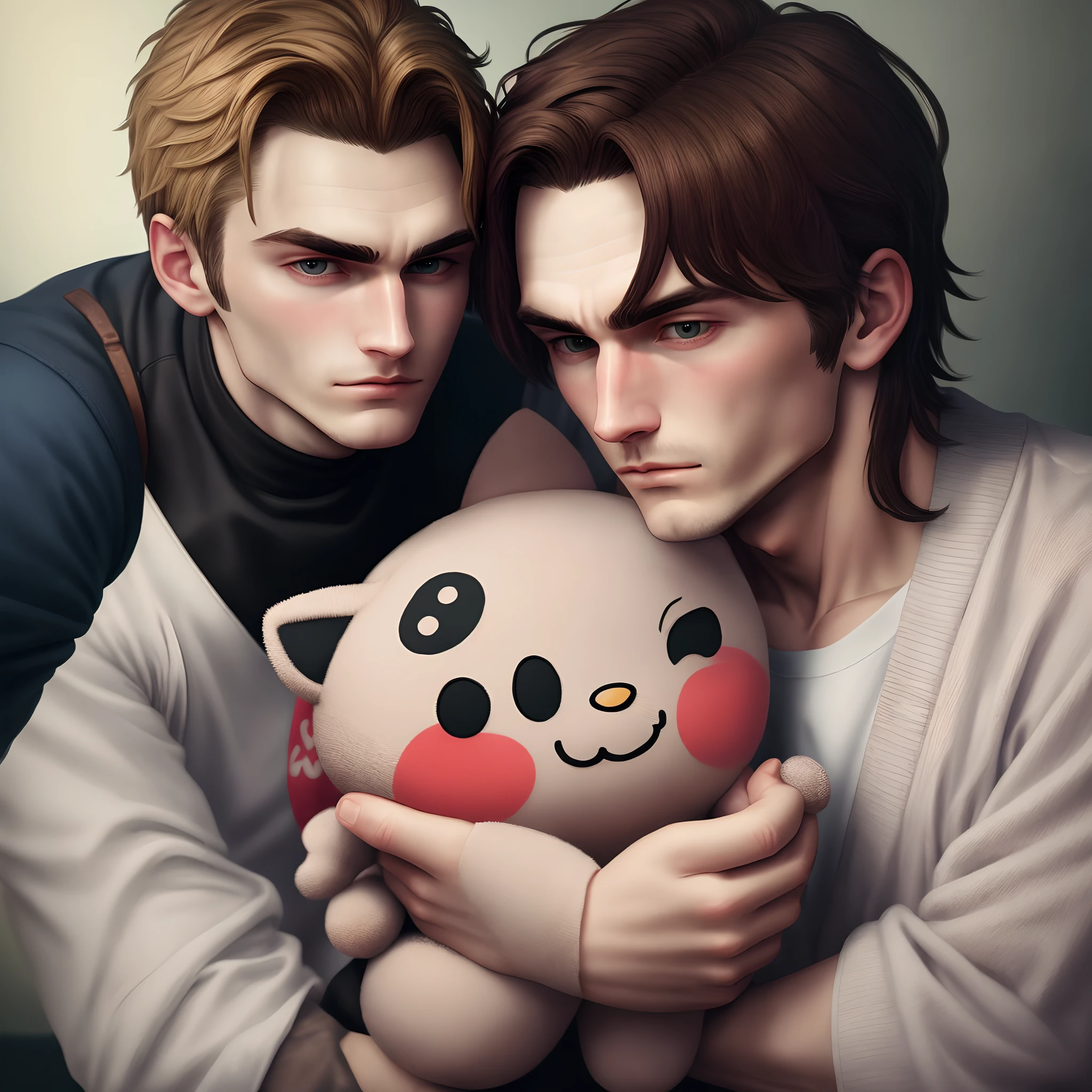 Kaz Brekker from Shadow and Bone, holding a sanrio plushie, realistic art