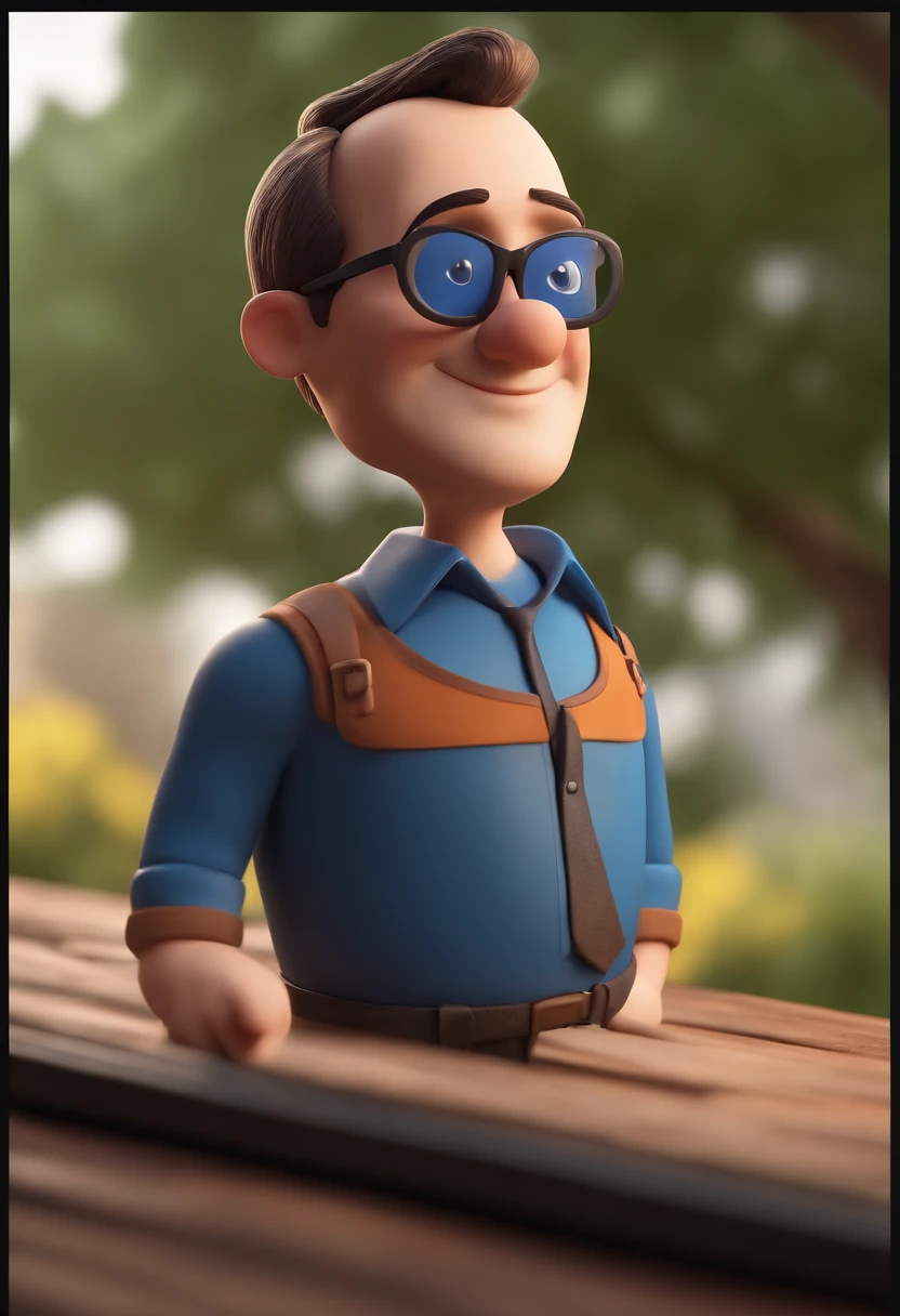 Cartoon character of a man with black glasses and a blue shirt, animation character, Caractere estilizado, animation style rendering, 3D estilizado, Arnold Maya render, 3 d render stylized, toon render keyshot, Personagem 3D, Personagem 3D, 3d rendering stylized, 3 d character render, personagem de desenho animado, Personagem de close up, Pose de personagem, (Estilo Pixar) (master part:1.2) (Bokeh) (best quality) (pele detalhada) (textura detalhada) (8k) (argila) (Cinematic lighting) (foco nítido