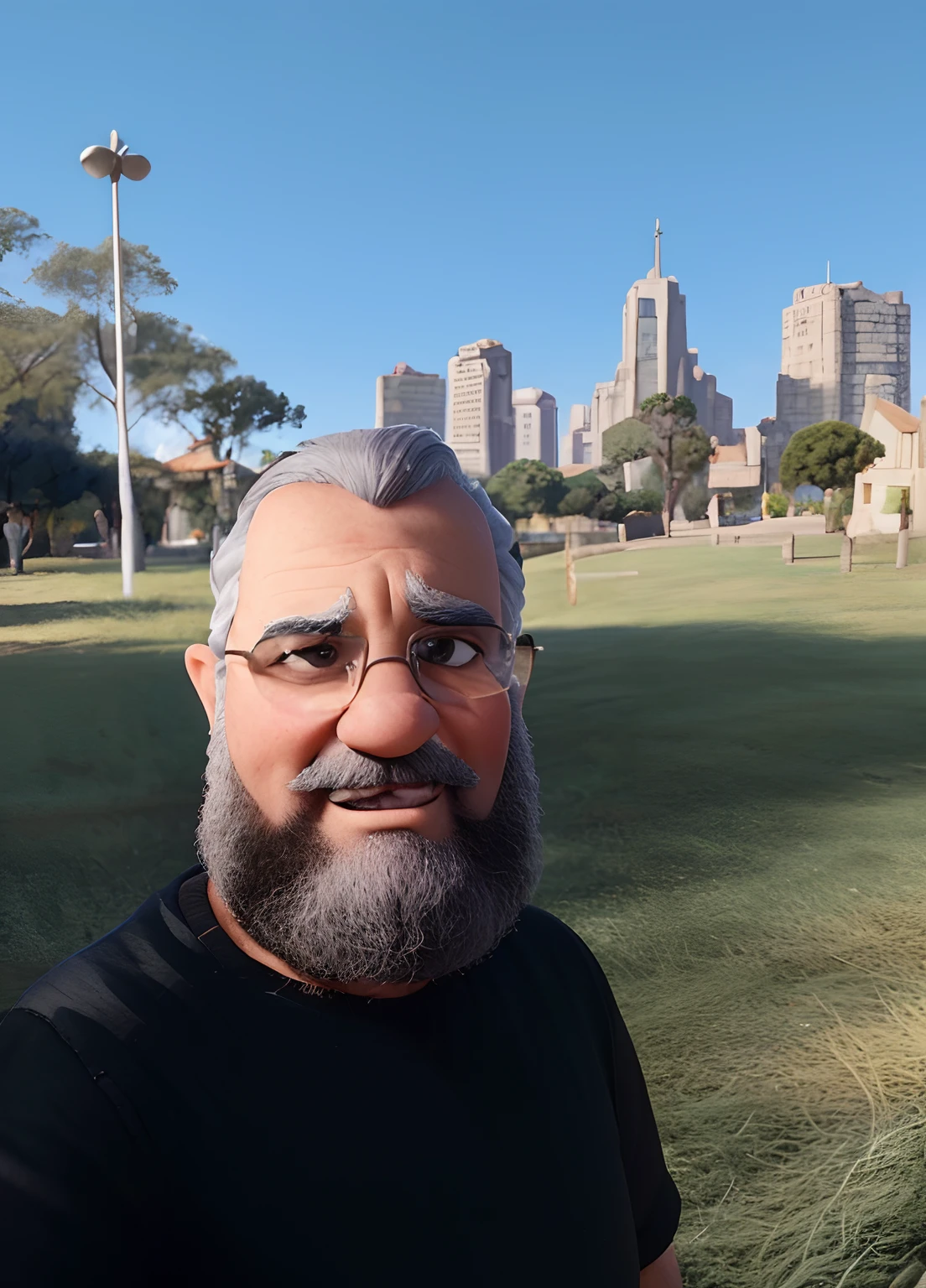 velho, inspirado na Disney Pixar, Inspirado pelo pastor ( Rubens Janeiro ) A gray-haired man wearing glasses in an office with a book on the table looking to the serious future, old man, cabelos grisalhos, um terno
