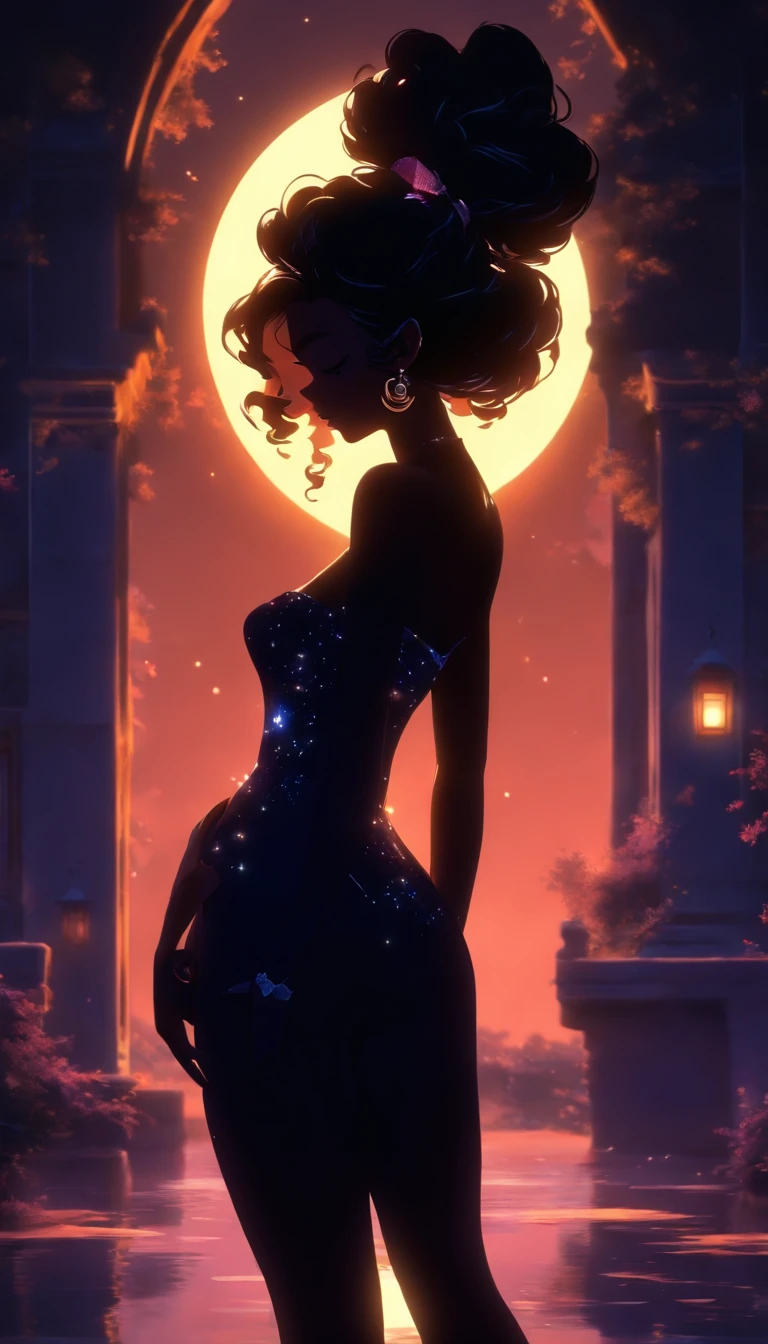 (Silhouette art,best quality,top quality,masterpiece,4k,)(fashion models),necklace,choker,collar,
(((arte em papel cortado,A world where only black exists:1.2),
(style of 90s retro image,classical,fairy),1lady,Solo,slim body,perfect female shape,epic quality,elegant and beautiful,(kneeling up,)
(profile:1.2),ray tracing,movie level lighting,Cinematic storyboard,high heels,Moonlight,The moon behind,beautiful thighs,thin thighs,Delicate legs,beautiful legs,sexy legs,long legs)),Slender,
sunder
(Dark moon),caucasian,((chinese dress)),witch hat
