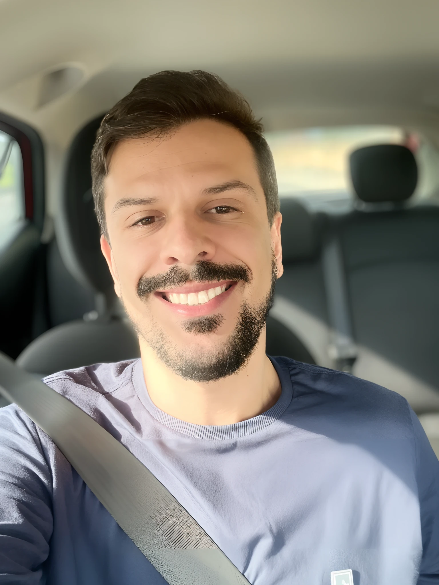 Homem em um carro com bigode e barba, icaro carvalho, gui guimaraes, Fotografia selfie 8k, david rios ferreira, Carmelo Blandino, selfie de um homem, foto de perfil headshot, Alexandros Pyromallis, sorrindo e olhando diretamente, feliz e sorridente, emanuele dascanio, caio santos