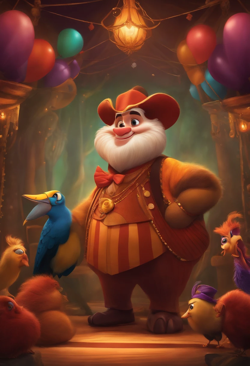 Personagem de desenho animado estilo Disney Pixar no picadeiro do circo