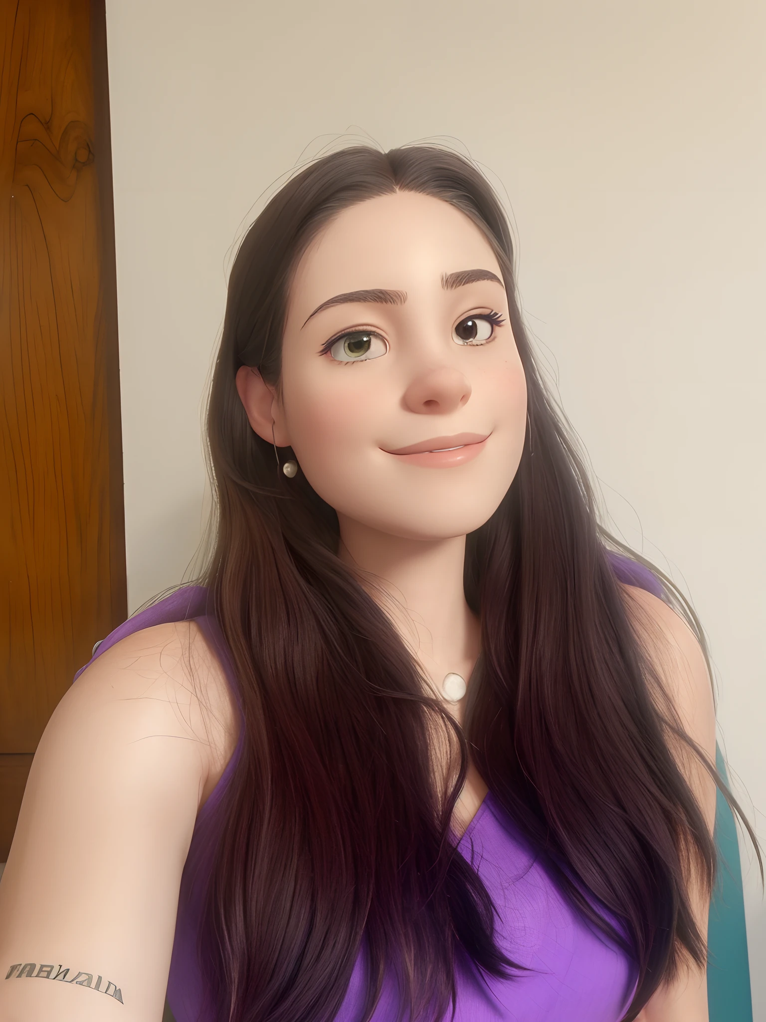 garota magra, Straight hair down to the neck, pele clara e nariz italiano