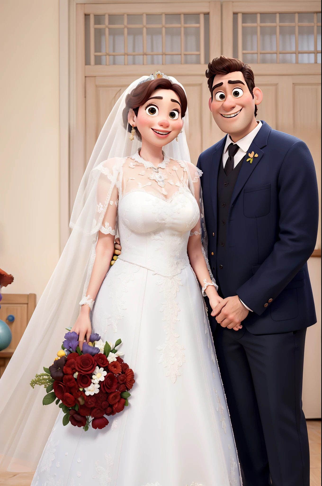 Casal de noivos estilo pixar