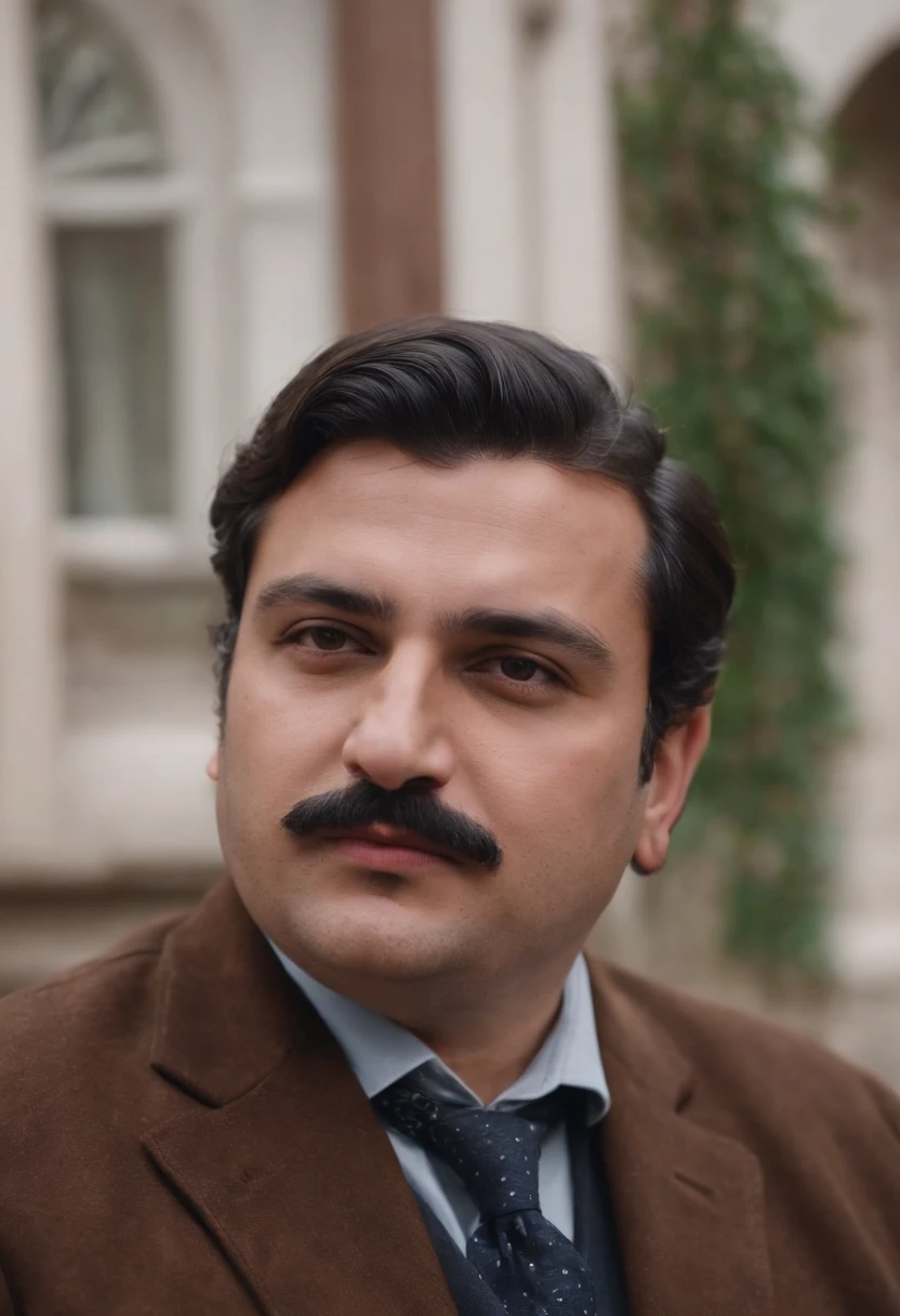 The third person, a broad mustache with a chubby spy face, a dark brown suit, Noor Rooz, 2035 Aram St. Iran, Deep Square, is very real.