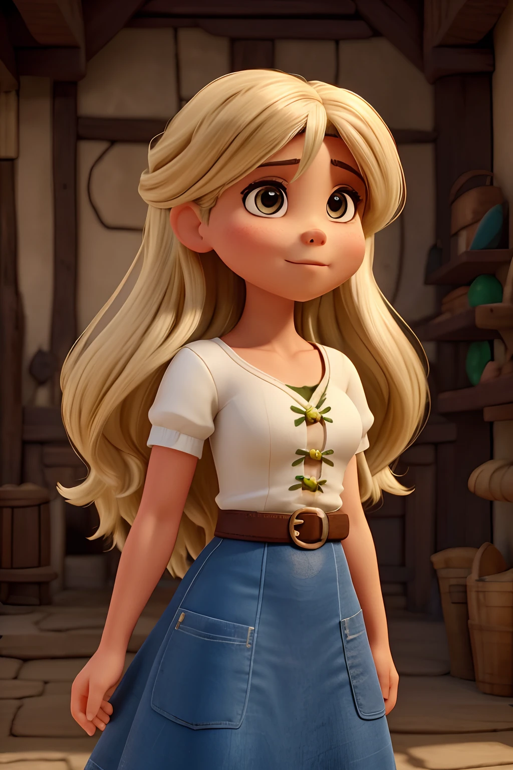 garota magra, Cabelo liso comprido levemente ondulado e castanho com mechas loiras, olhos castanhos e grandes, Small mouth with a slight heart shape on the upper lip, pele clara e nariz italiano