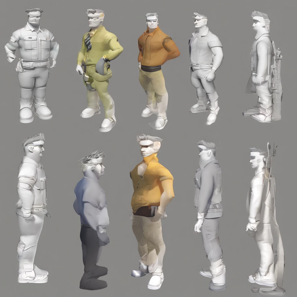Criar um personagem no estilo Pixar. Trata-se de um homem de 30 anos, com barba, Branco, com cabelos castanhos curtos e um quiff, e olhos castanhos. Ele deve estar na frente de um computador, Trabalhar como designer