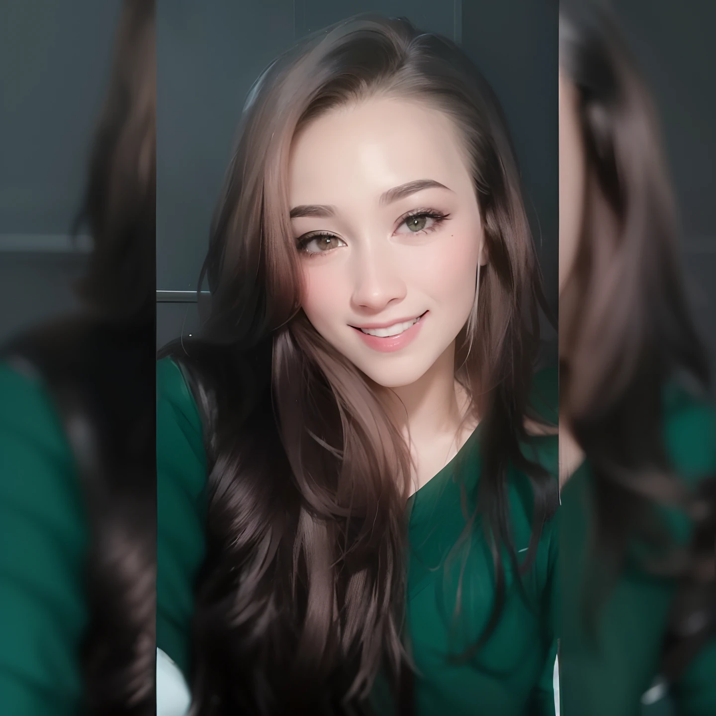 um close up de uma mulher com cabelos longos e uma camisa verde, foto de perfil headshot, Alanis Guillen, cindy avelino, Lorena Avarez, Mulher de 30 anos, 3 0 anos de idade mulher, imagem vazada, imagem de perfil, Ayahausca, imagem de qualidade muito baixa, Zenra Taliyah, 2 8 anos, Serena Malyon