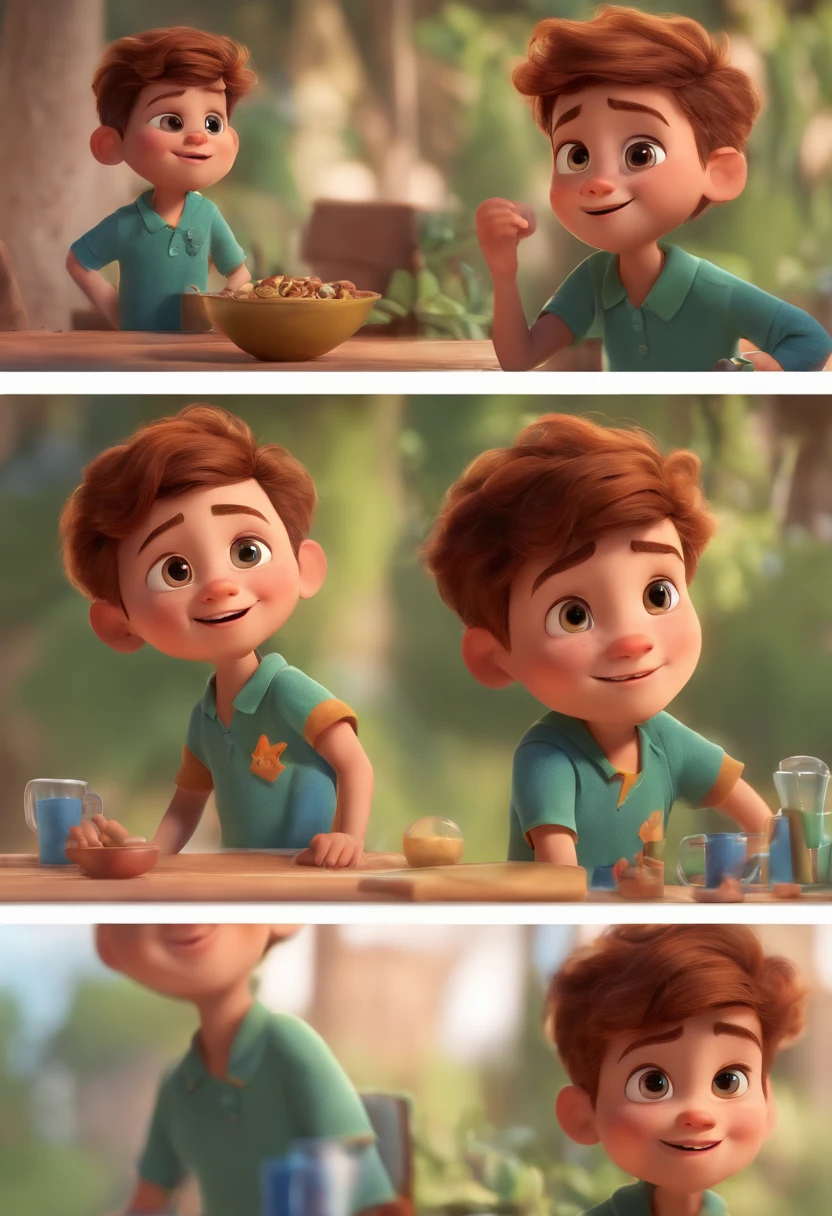 Image of a boy for a story in a YouTube video in Pixar format, He's the allabester, He's the class leader, He's outgoing, Playful and gets up for a lot of things