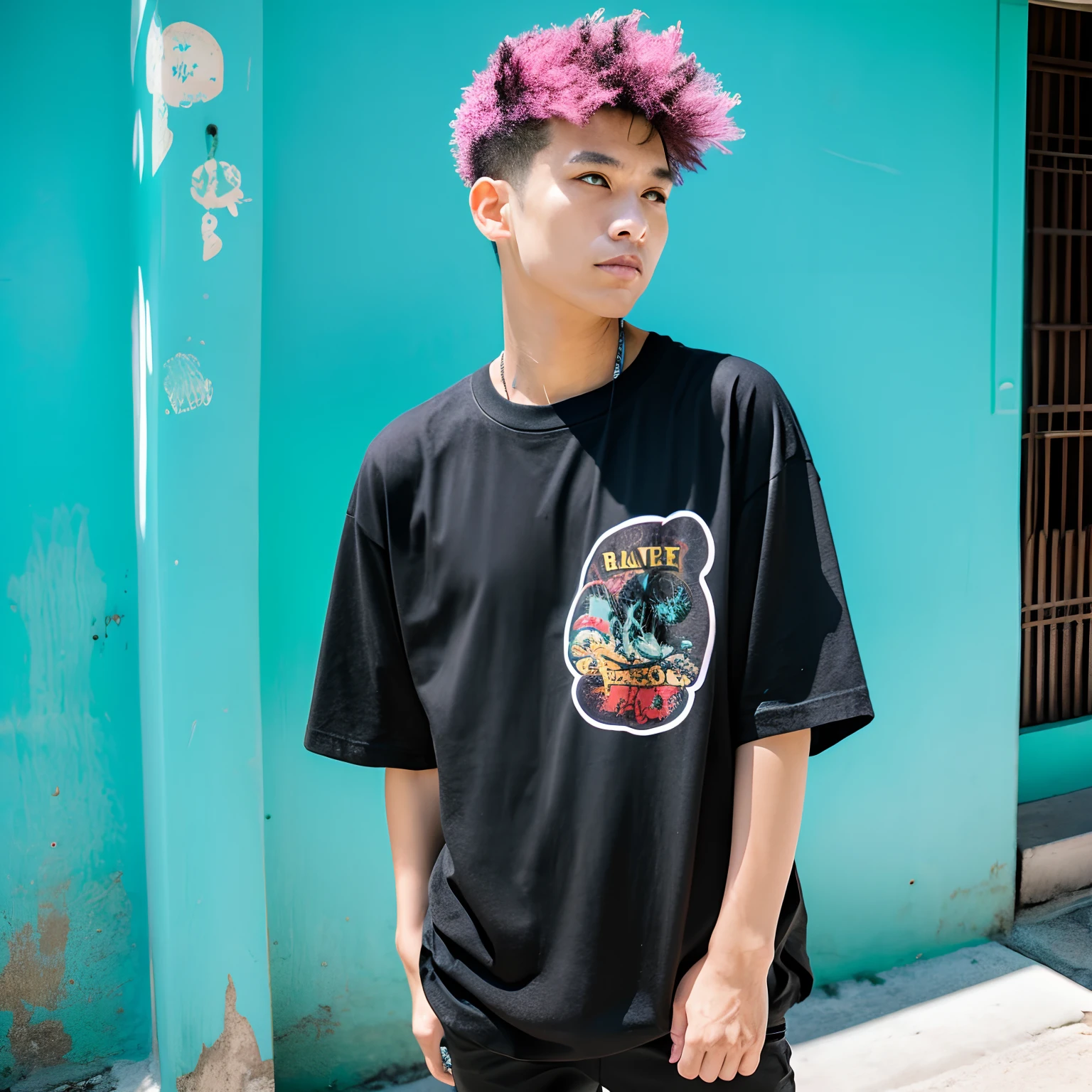 Black T-shirt　punk fashion　Okinawa