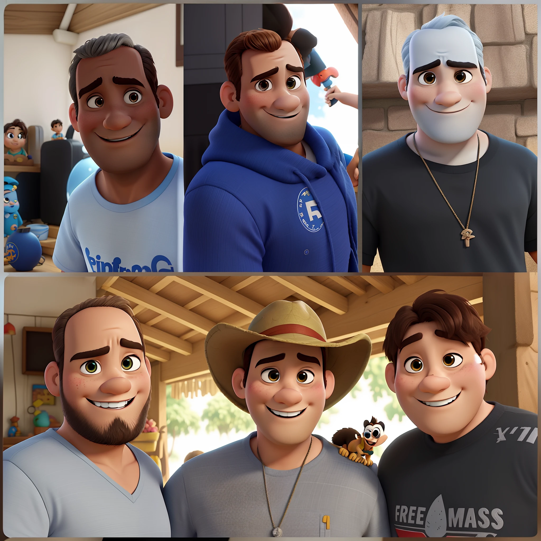 Grupo de amigos morenos estilo disney pixar,alta qualidade, melhor qualidade
